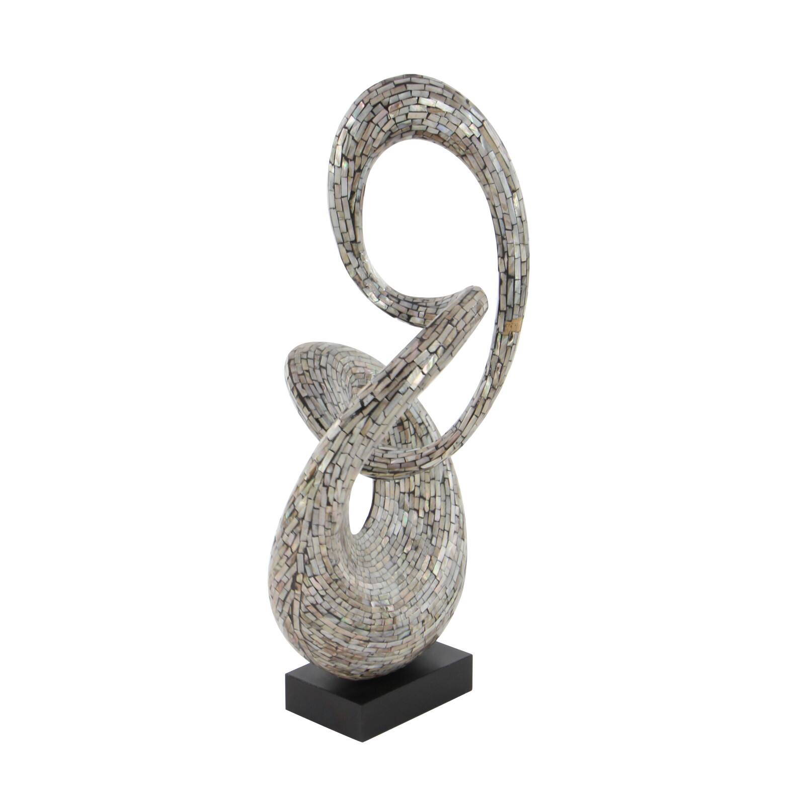 30" Gray Capiz Shell Abstract Sculpture