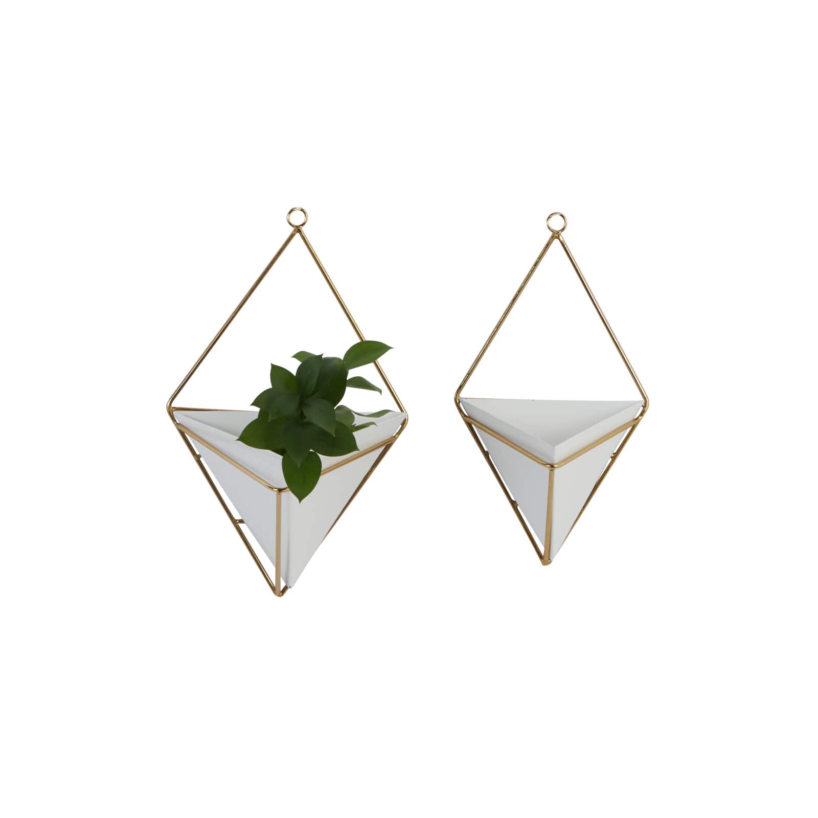 CosmoLiving by Cosmopolitan Set of 2 White Metal Contemporary Planter, 7" x 9"