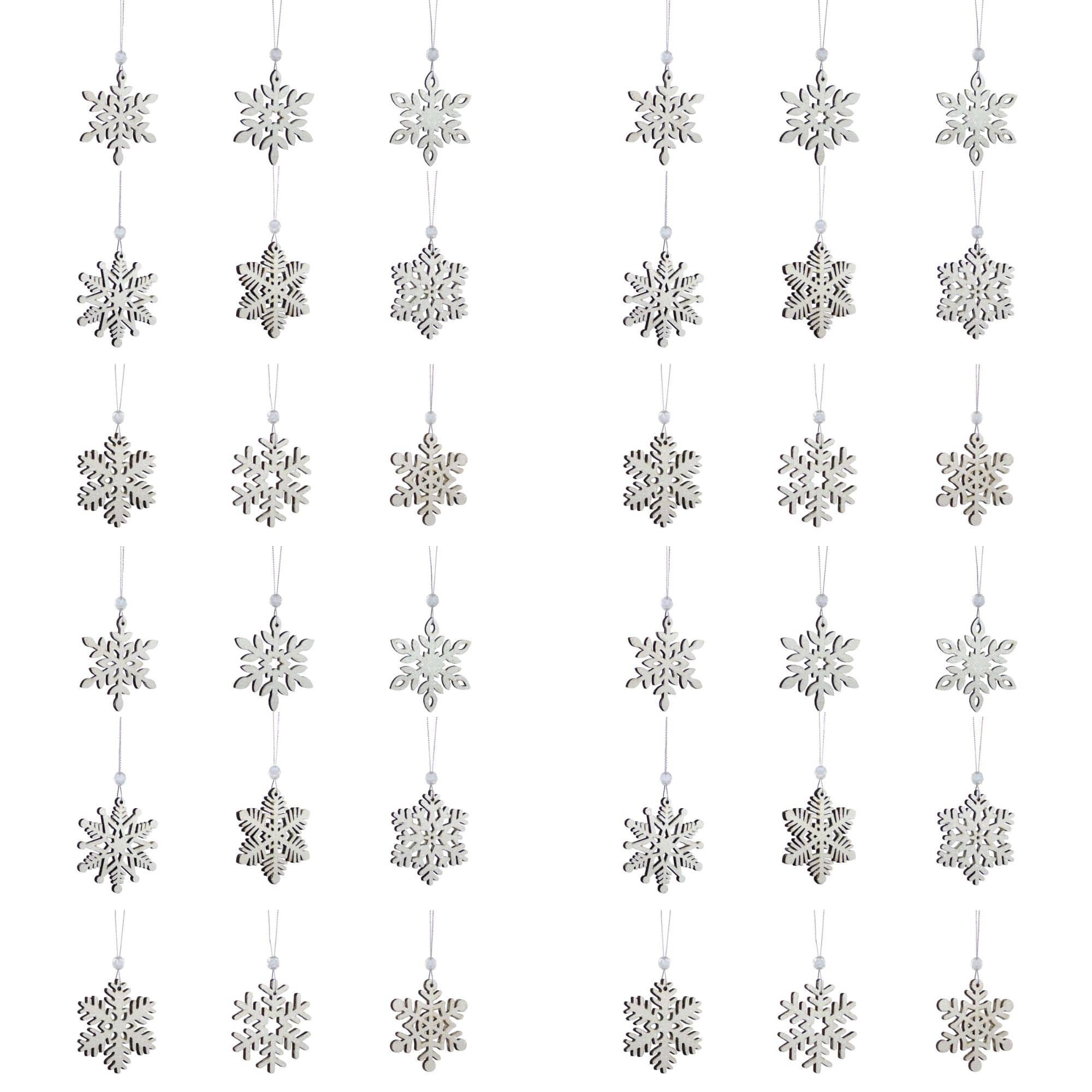 Melrose 2.75" Wooden Mini Snowflake Ornaments Set