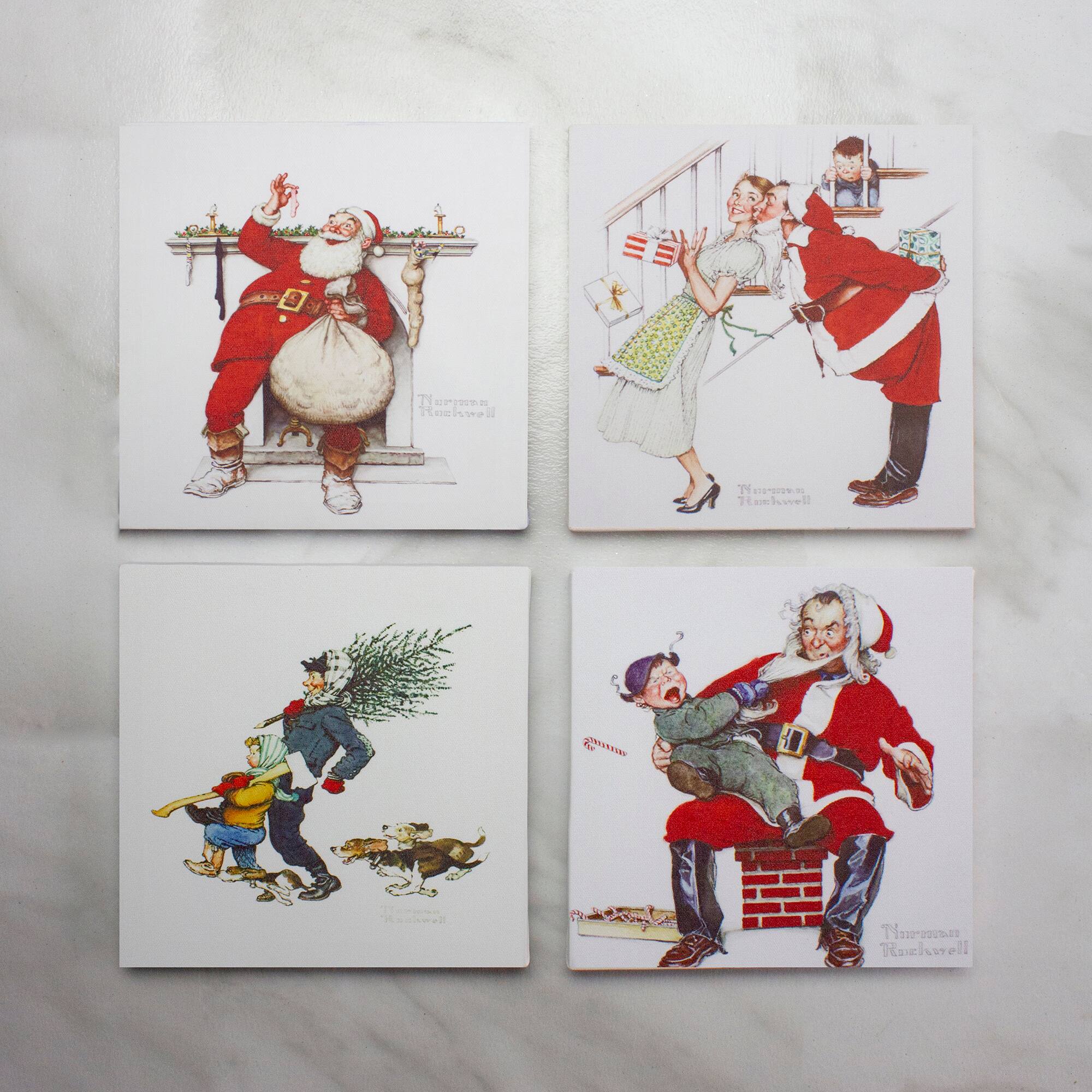 Classic Norman Rockwell Christmas Scene Canvas Prints Set, 4ct.
