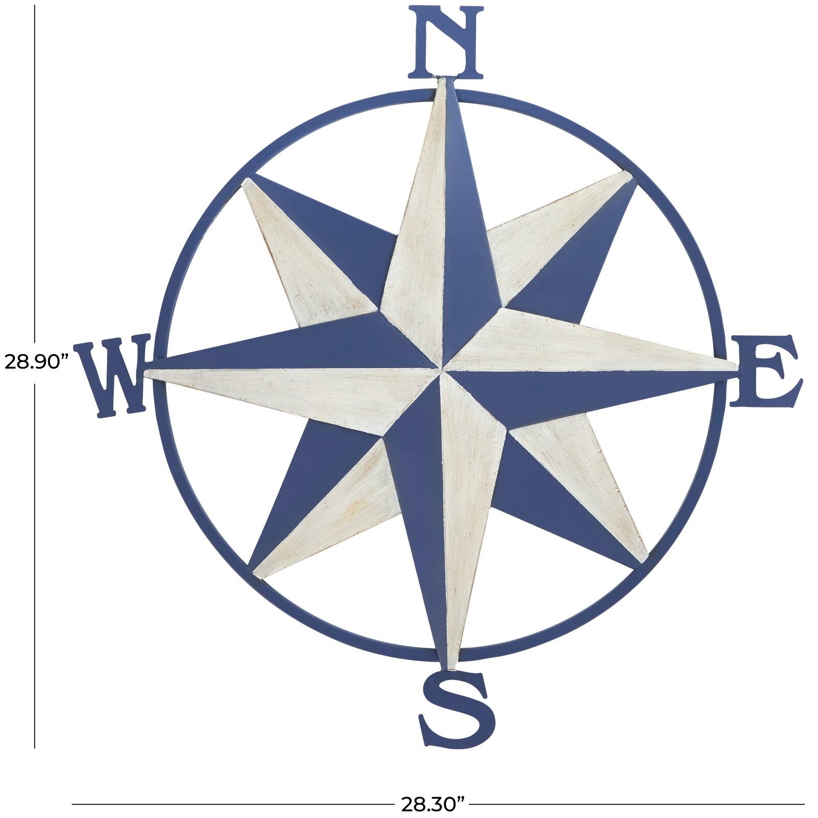 Blue & Cream Distressed Compass Wall Décor