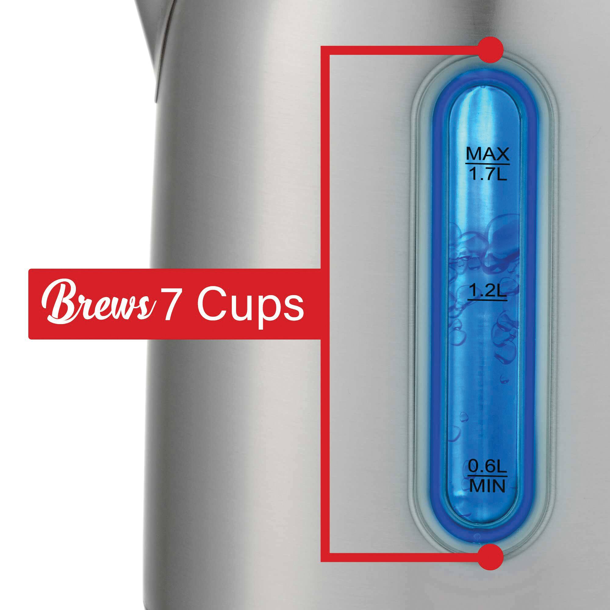 Brentwood 1.79qt. 1,500 Watt Cordless Digital Stainless Steel Kettle With 5 Temperature Presets & Swivel Base
