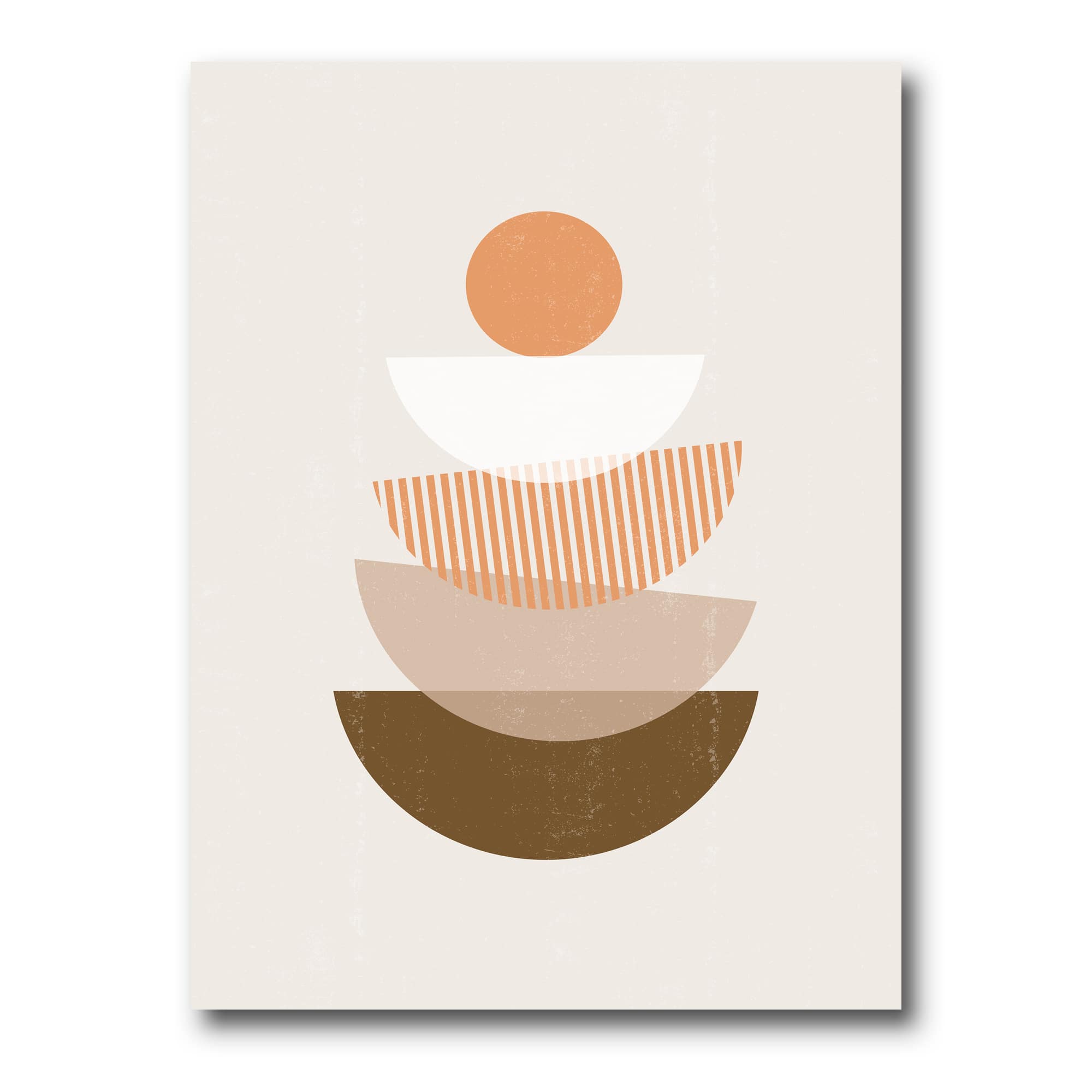 Designart - Abstract Sun & Moon Geometrics In Terracotta I - Modern Canvas Wall Art Print