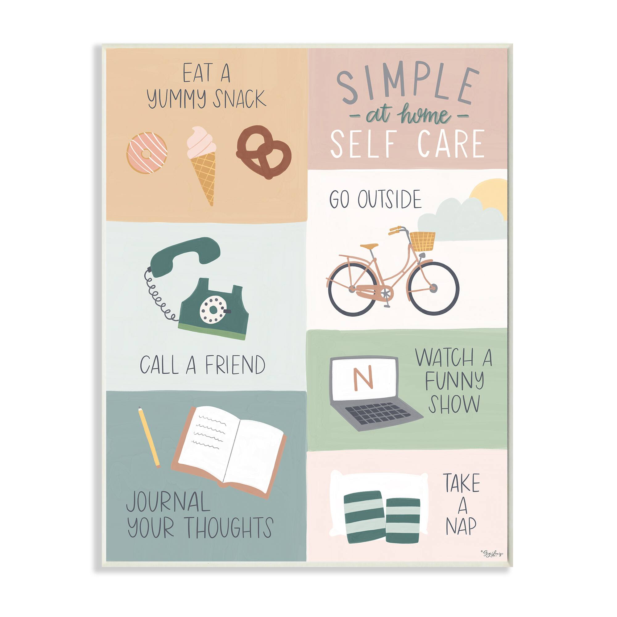 Stupell Industries Simple Home Self Care Advice Stay Positive Wall Plaque