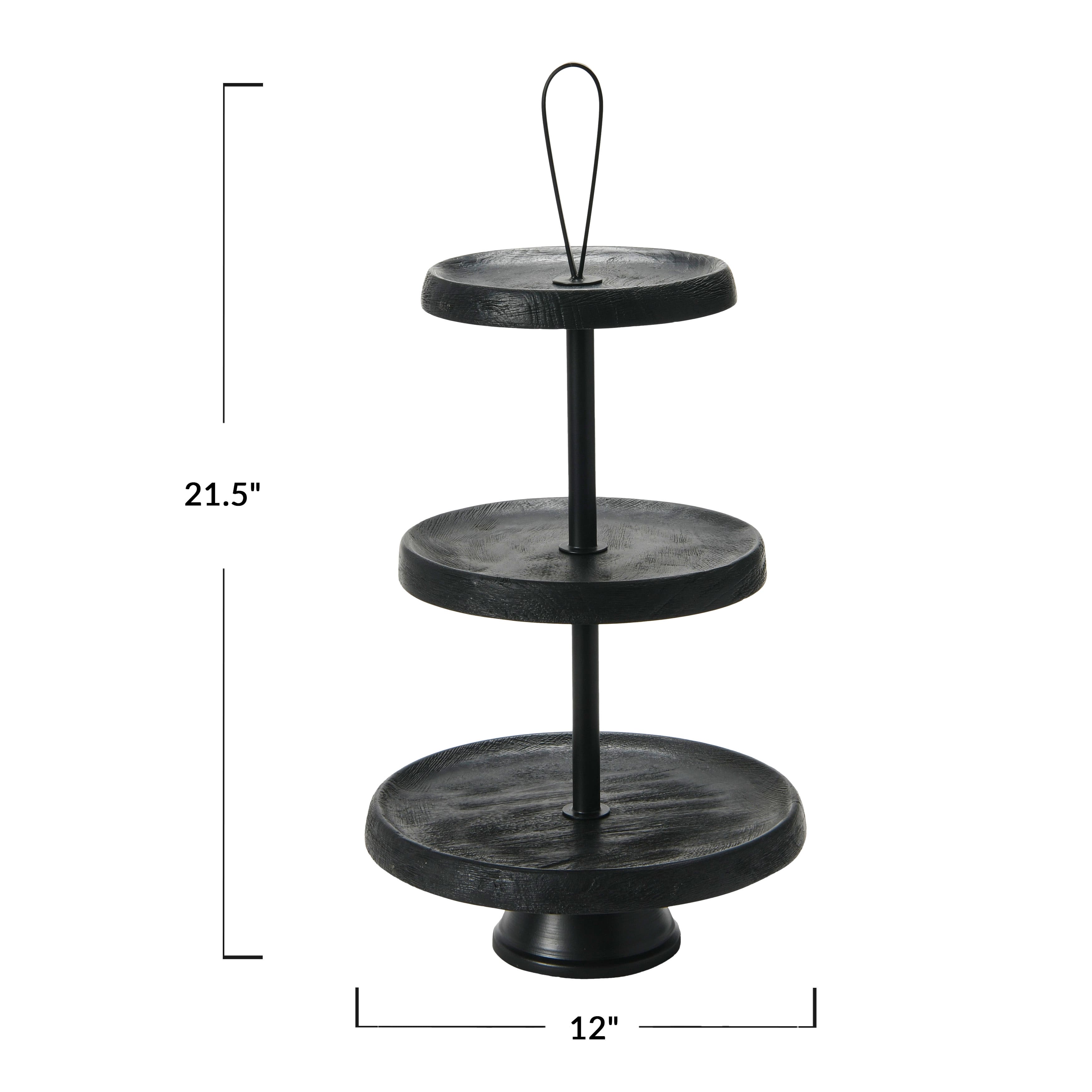 Hello Honey® 21.5" Black Elegant Modern 3-Tiered Tray