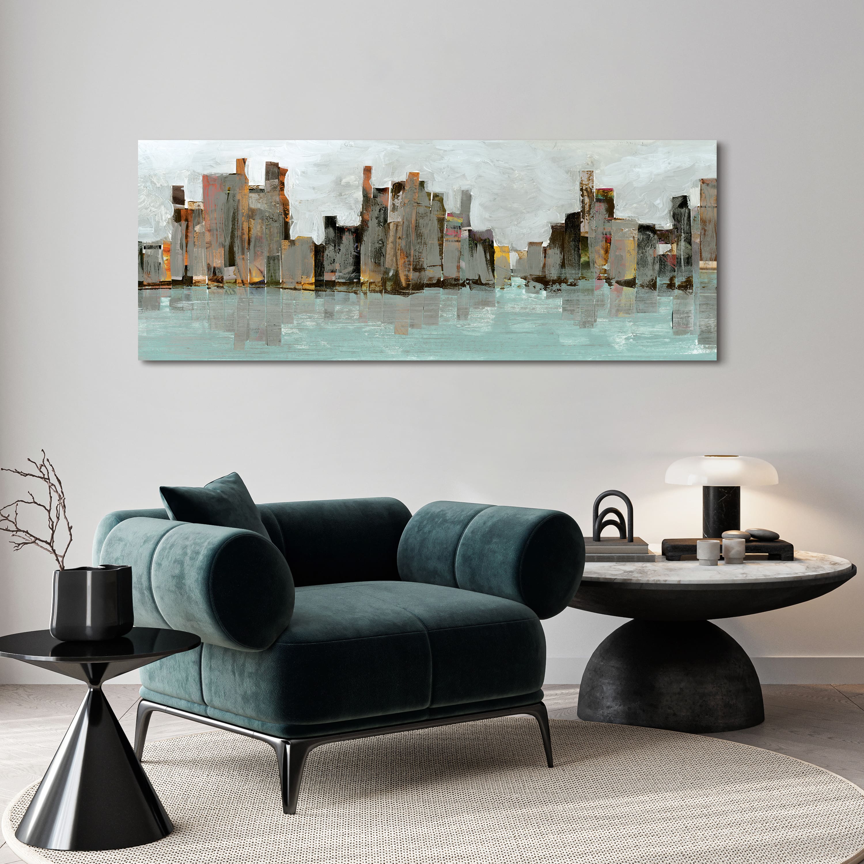 Empire Art Direct 63" x 24" City Abstract Chicago Skyline Frameless Printed Tempered Glass Wall Art
