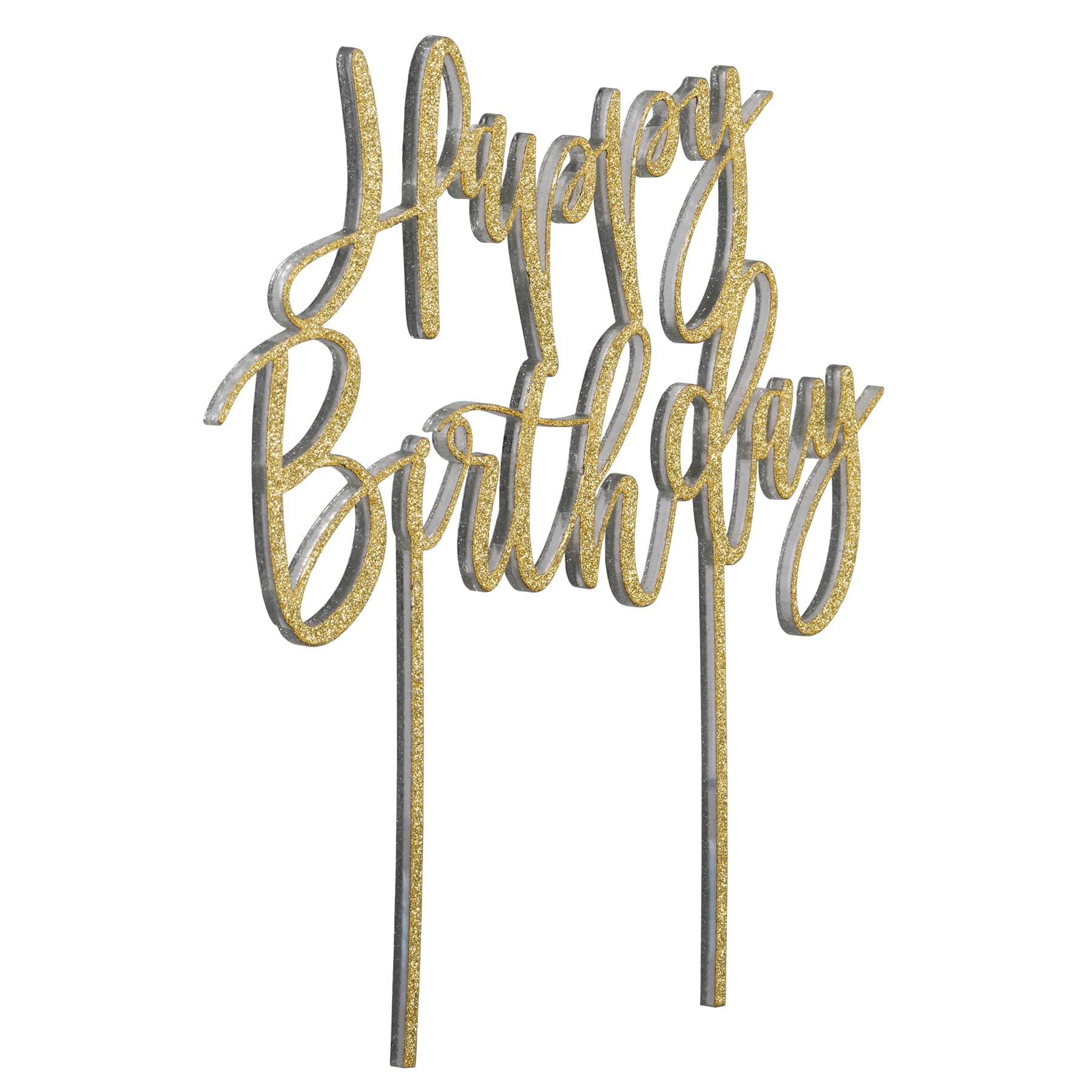 Gold Glitter Happy Birthday Cake Topper by Celebrate It™