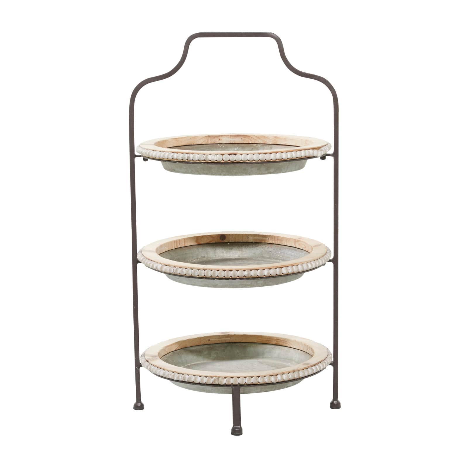 Gray Metal Farmhouse Tiered Server, 29" x 16" x 15"