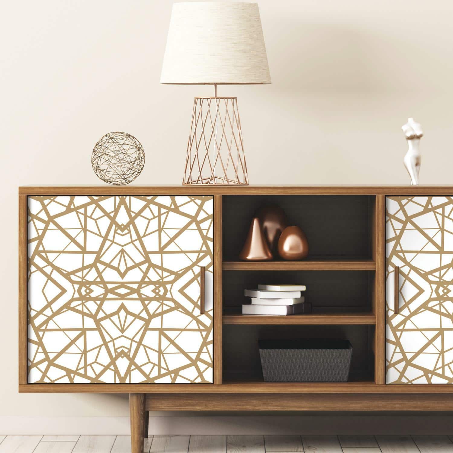 RoomMates White & Gold Shatter Geometric Peel & Stick Wallpaper