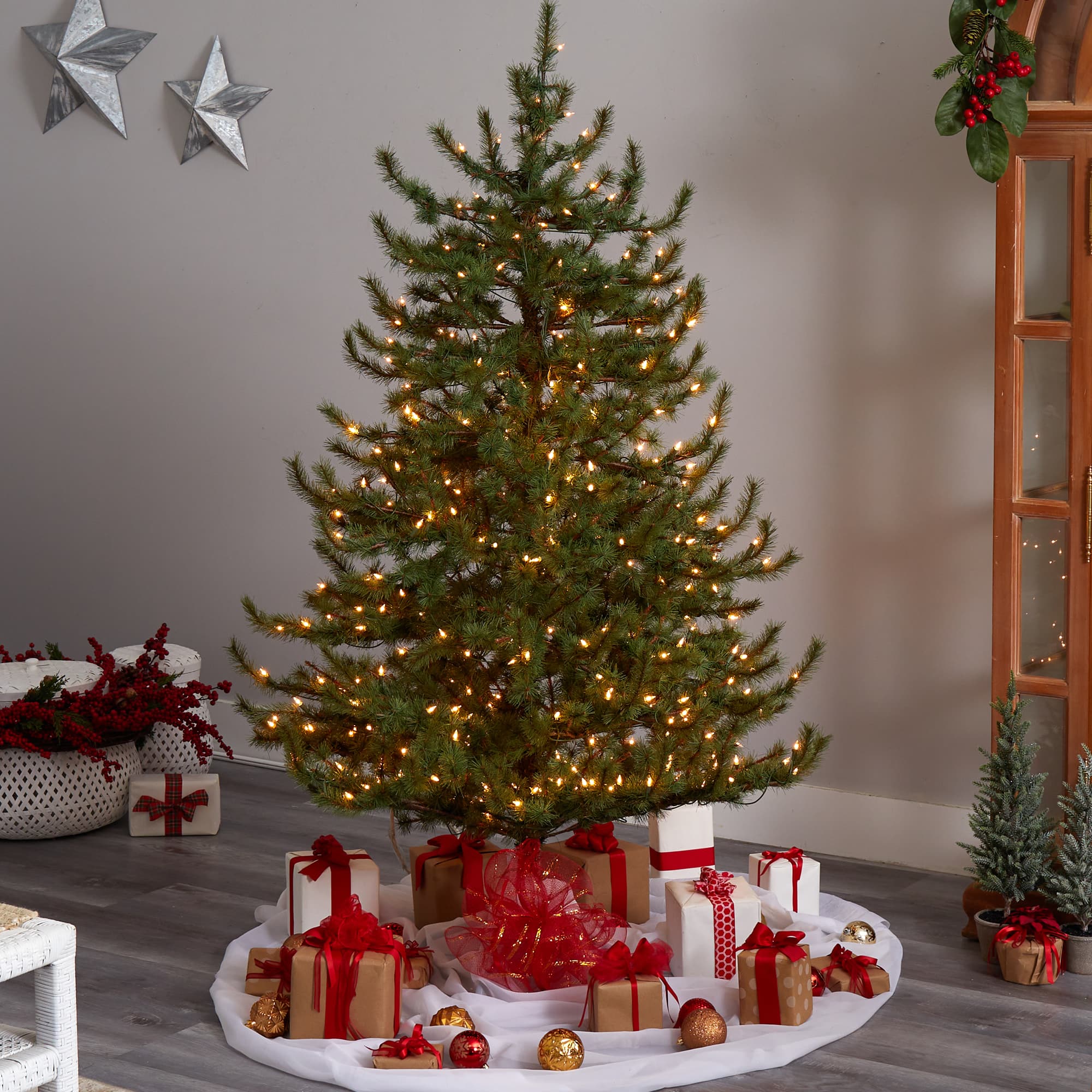 6ft. Pre-Lit Vancouver Mountain Pine Artificial Christmas Tree, Clear Lights