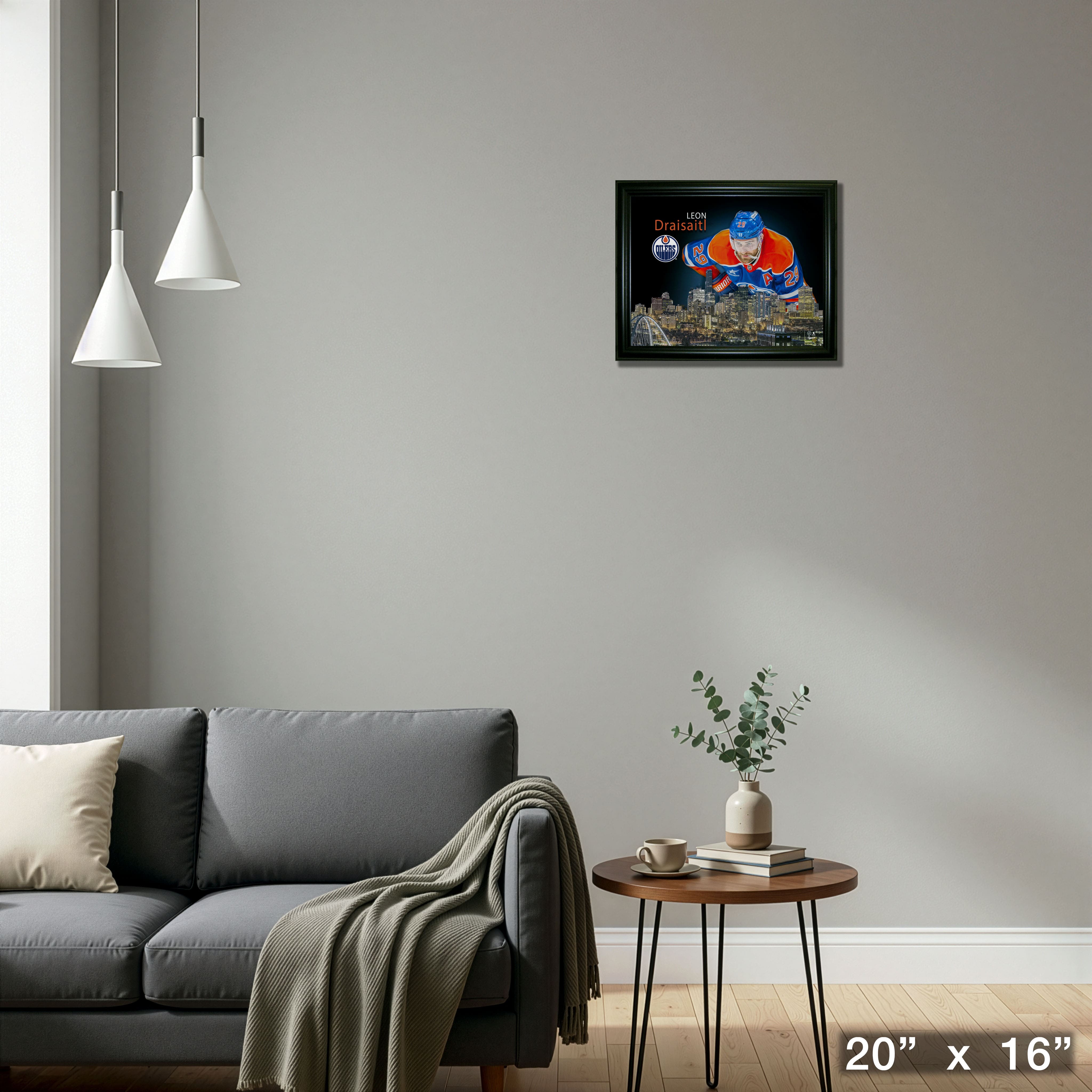 Leon Draisaitl 16" x 20" Framed Skyline Print Edmonton Oilers 20" x 16"