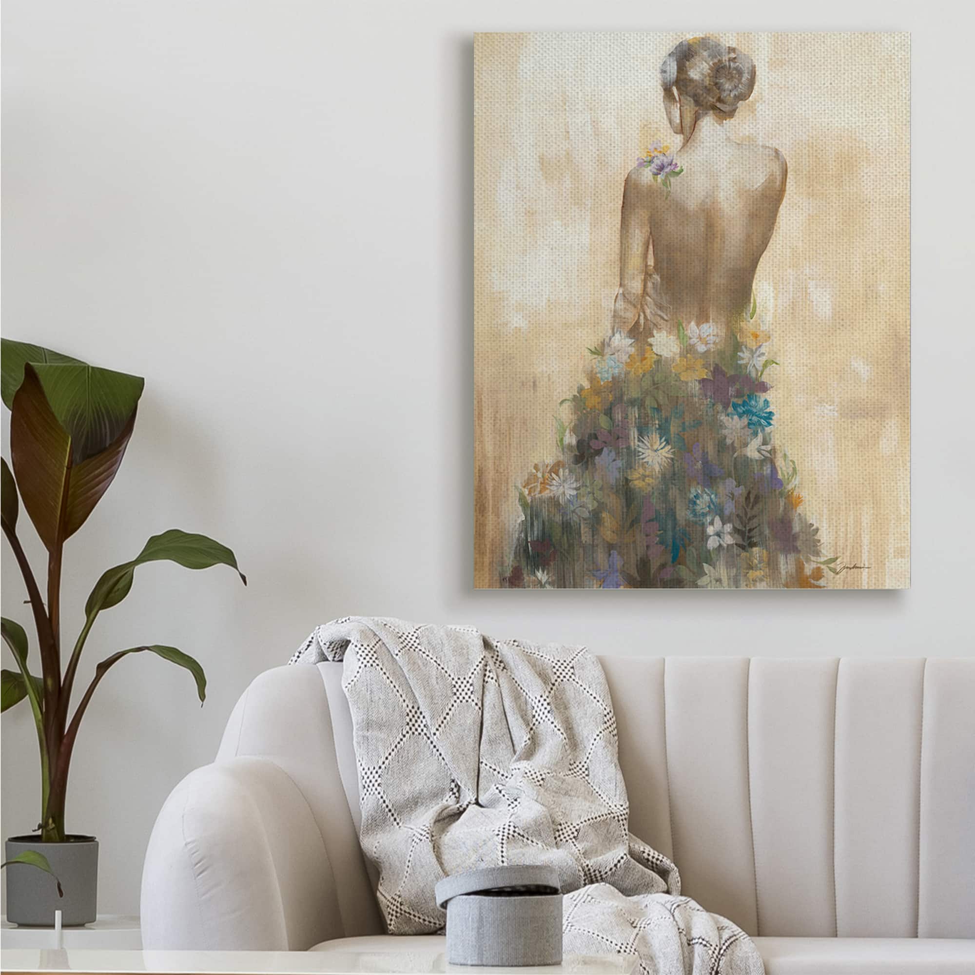 Stupell Industries Nude Female Body Soft Tone Flower Dress Canvas Wall Art