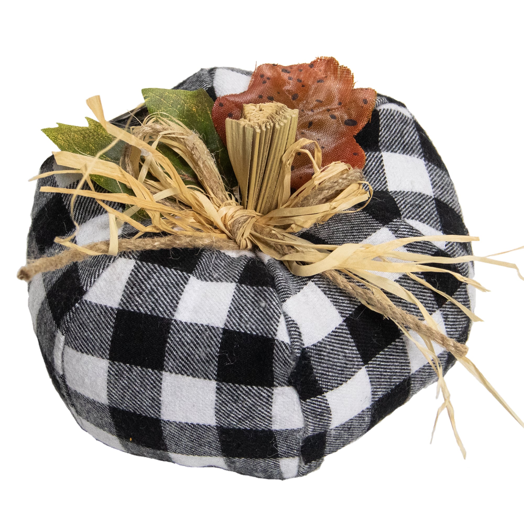 5" White & Black Buffalo Plaid Fall Harvest Pumpkin