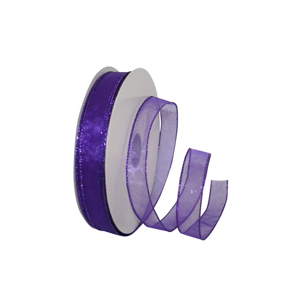 JAM Paper 7/8" x 50yd. Sheer Glitz Wired Value Ribbon