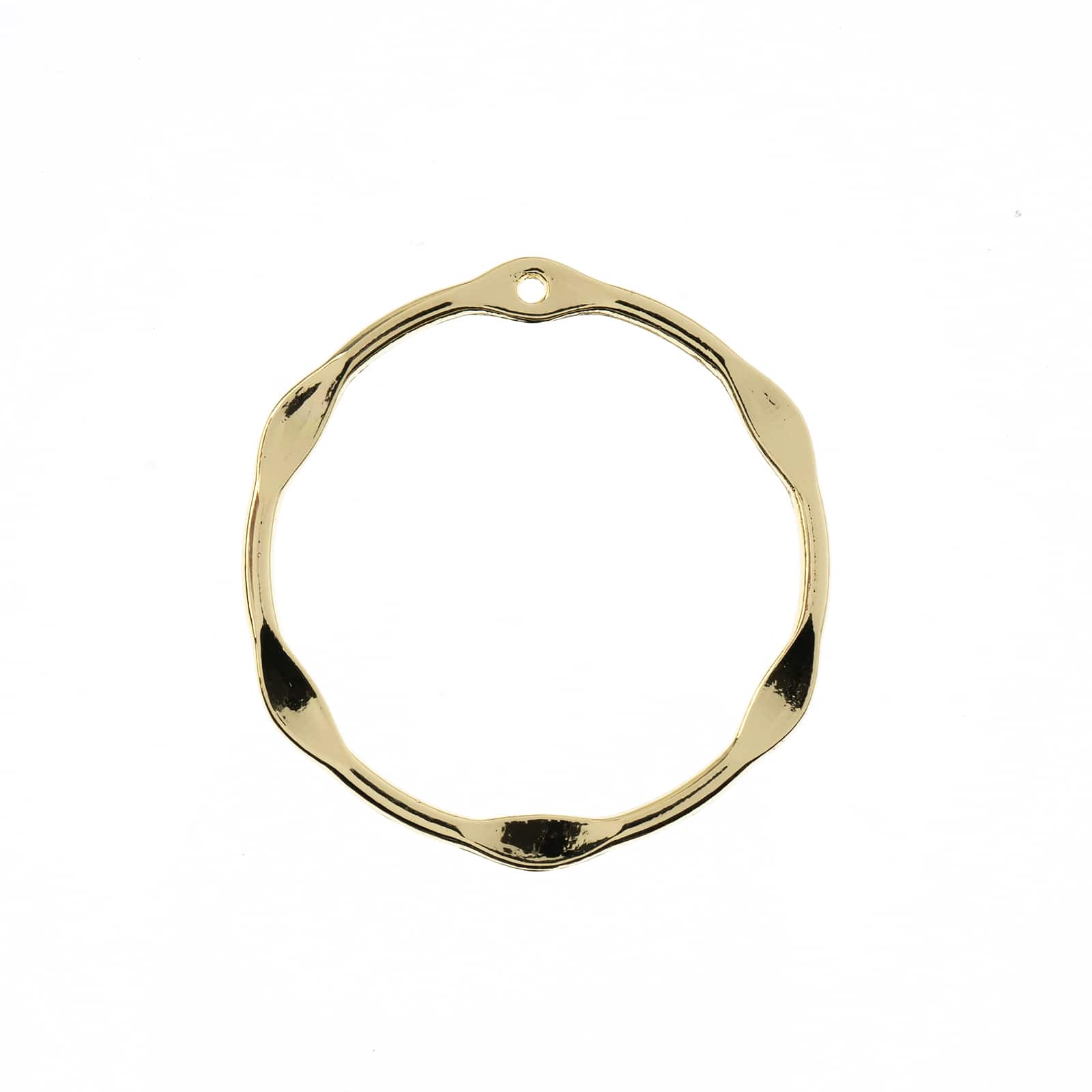 John Bead Beadwork Findings Gold Partly Flattened Circle Pendant, 3ct.