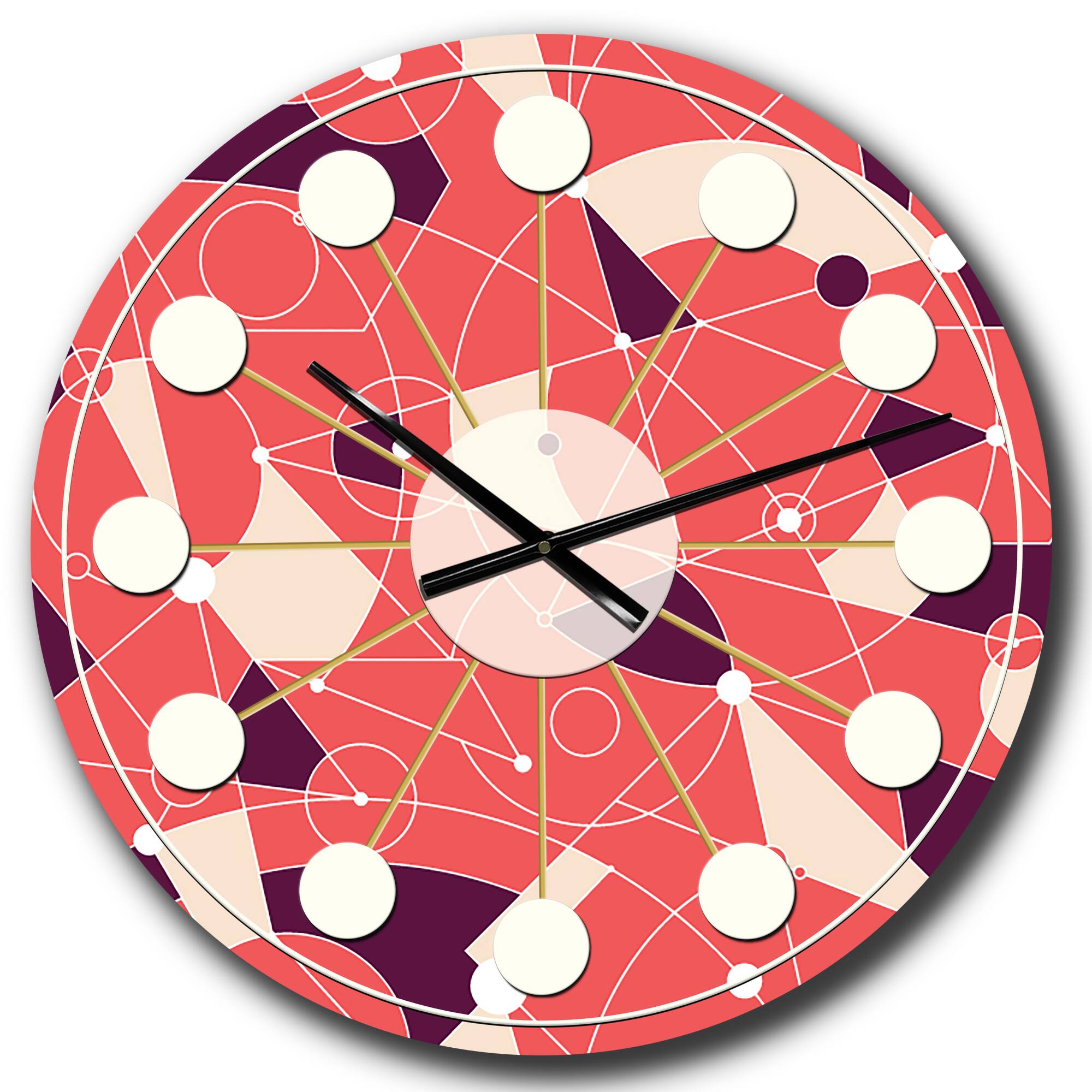 Designart 'Retro Geometric Grid I Mid-Century Modern Wall Clock