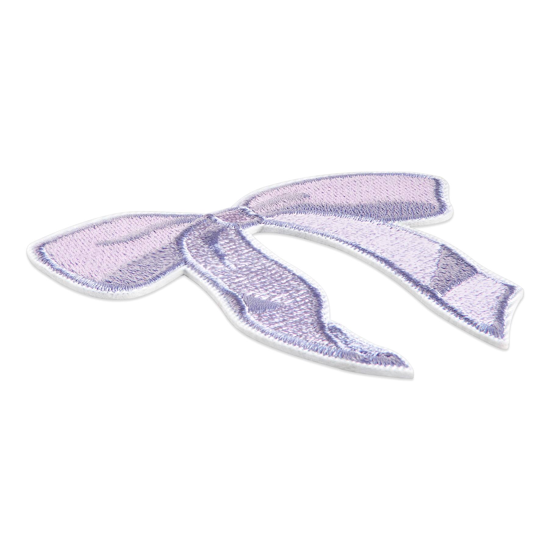 Lavender Embroidered Bow Iron-On & Adhesive Patch by Make Market®