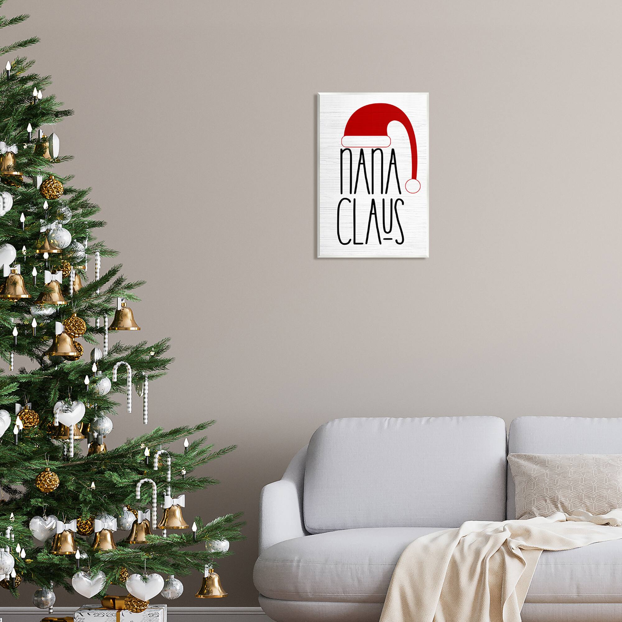 Stupell Industries Nana Claus Fun Santa Hat Phrase Wall Plaque Art