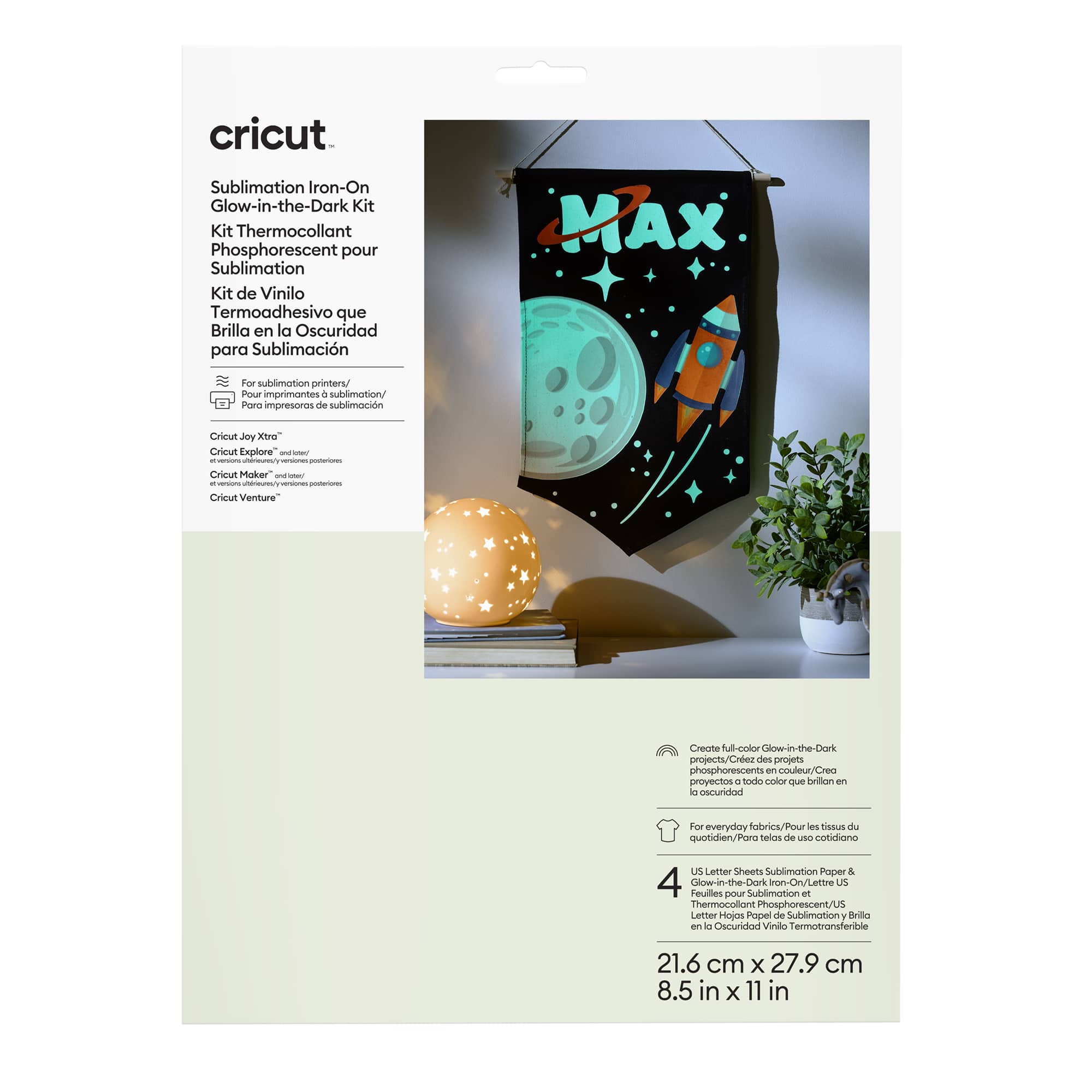 Cricut Sublimation Glow-in-the-Dark Iron-On Kit | 8.5 in x 11 in | 4 Count
