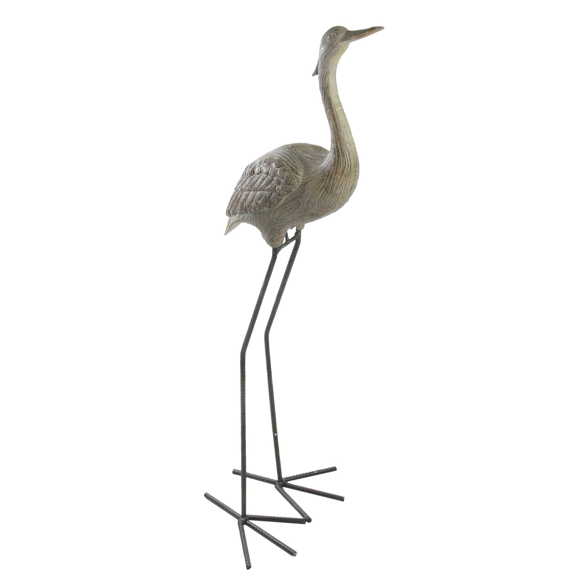 38.5" Brown & Gray Red-Crowned Crane Outdoor Patio Garden Statue