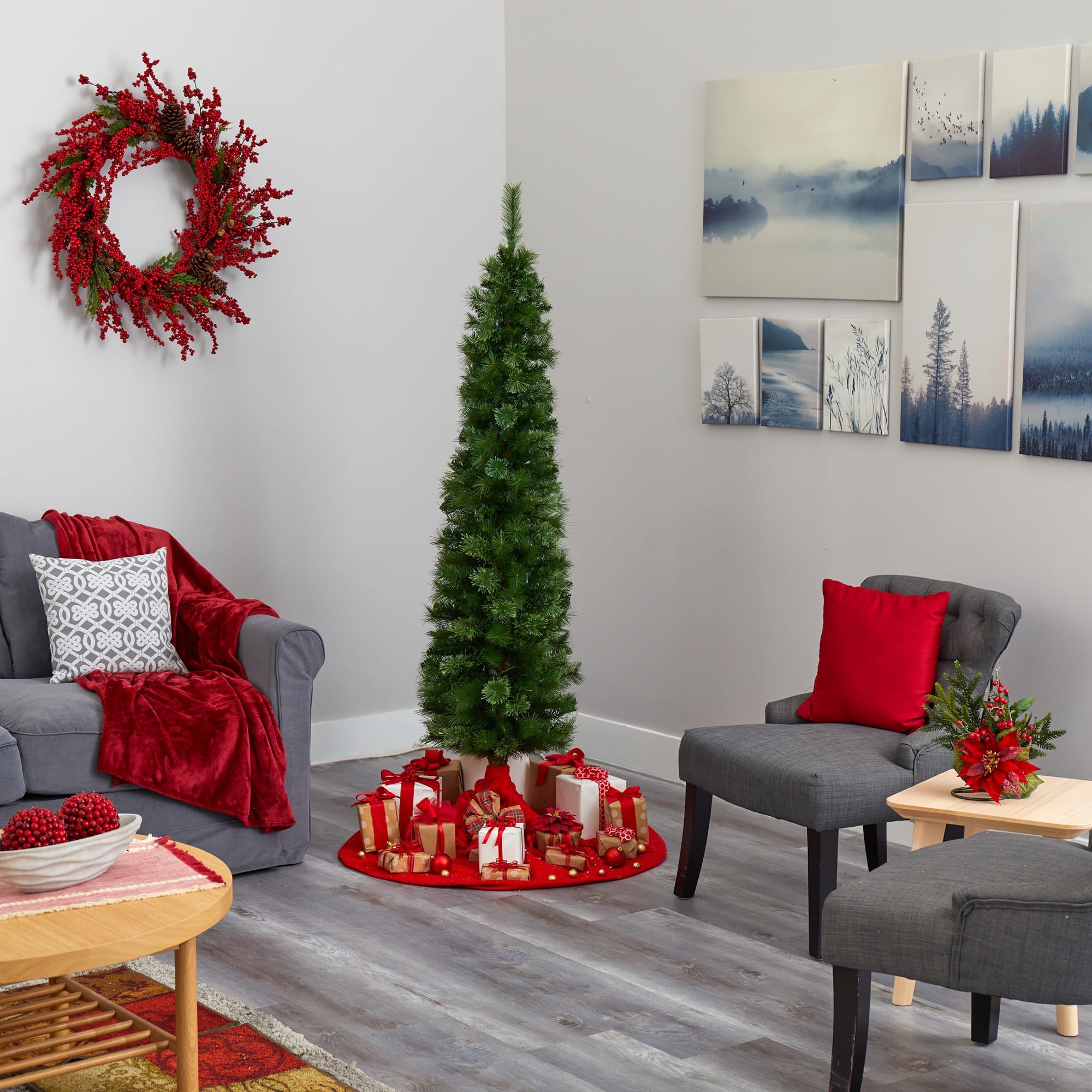 6ft. Pre-Lit Green Artificial Christmas Tree, Clear LED Lights