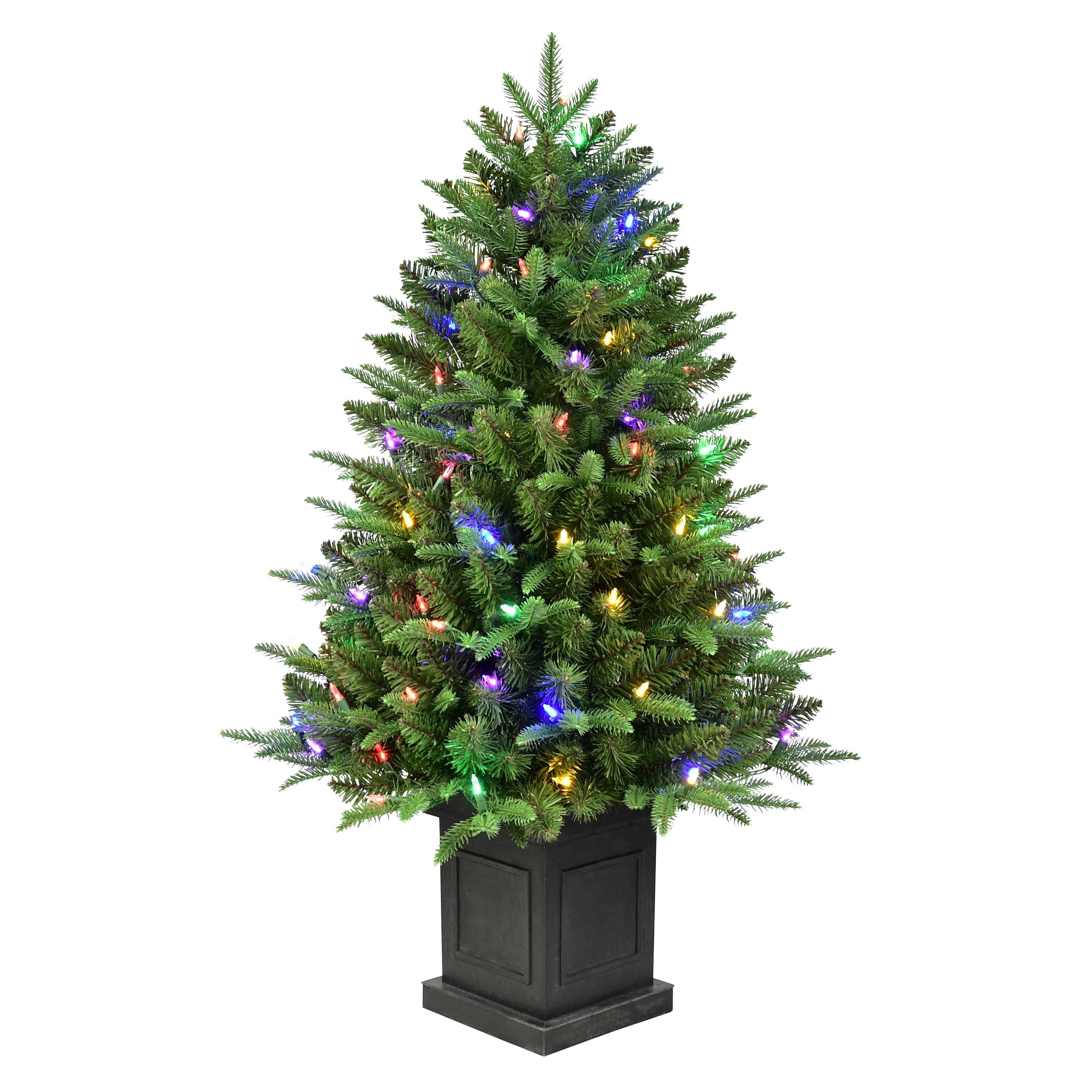 Puleo International 4Ft Pre-Lit Fraser Fir Potted Artificial Christmas Tree, Multicolor LED Lights in Green | 4 ft | Michaels®
