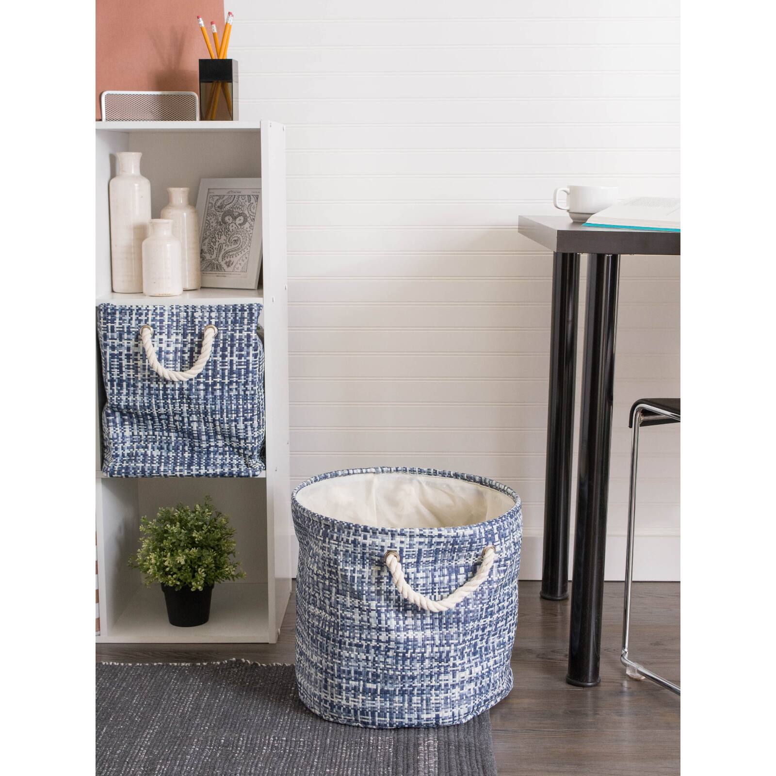 DII® Large Nautical Blue Tweed Rectangular Paper Bin