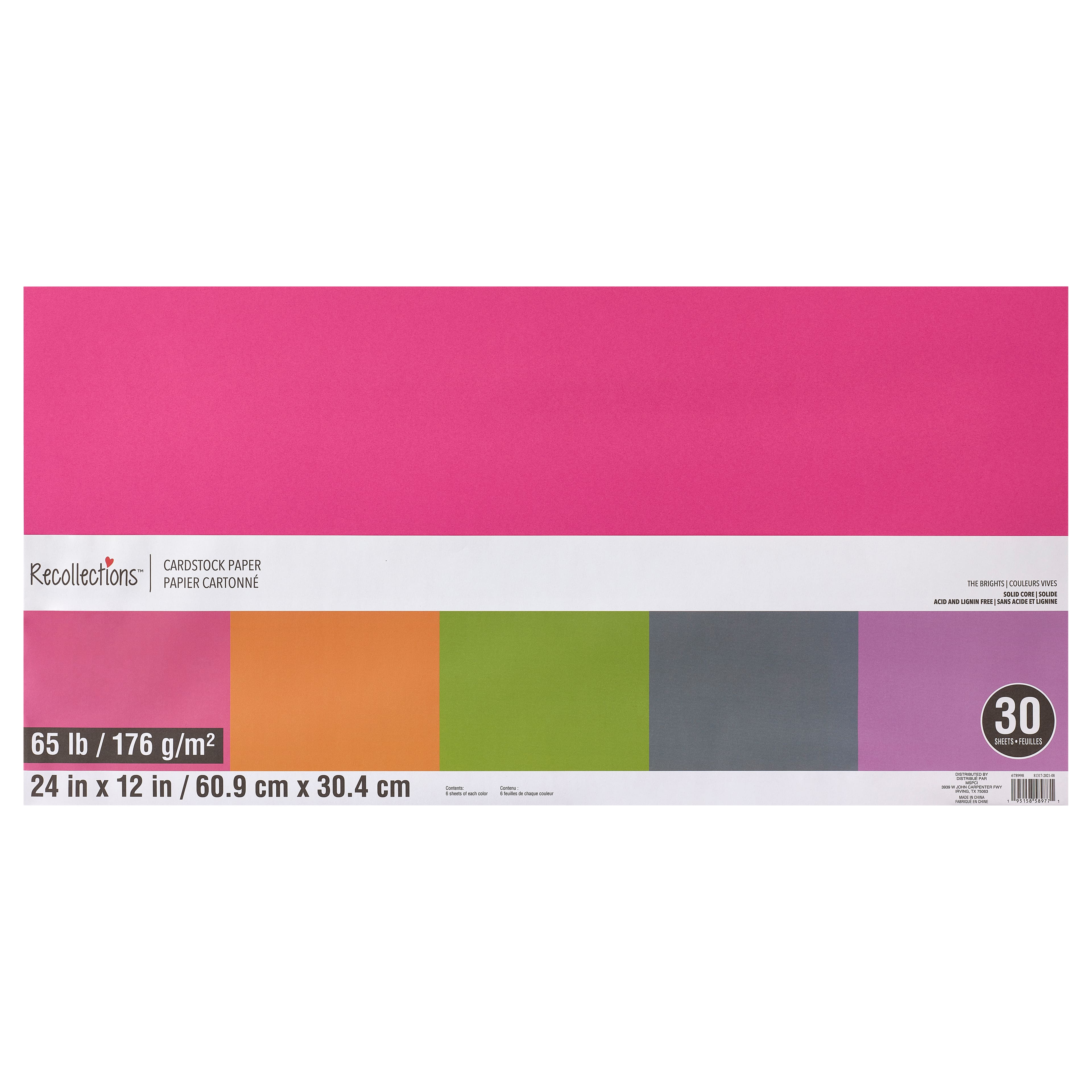 9 Packs: 30 ct. (270 total) Bright 12" x 24" Cardstock Paper by Recollections™