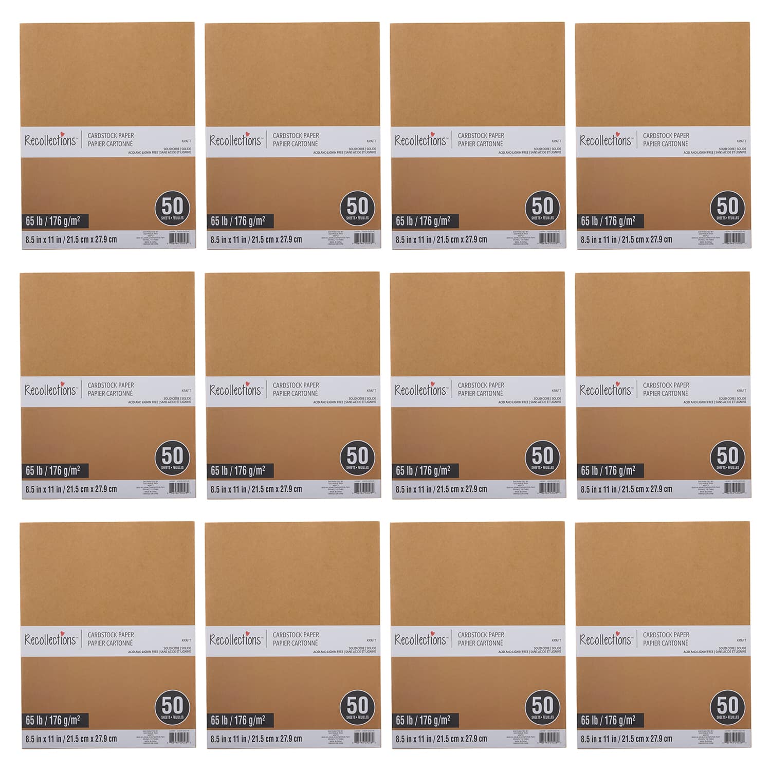 12 Packs: 50 ct. (600 total) 8.5" x 11" Cardstock Paper by Recollections™