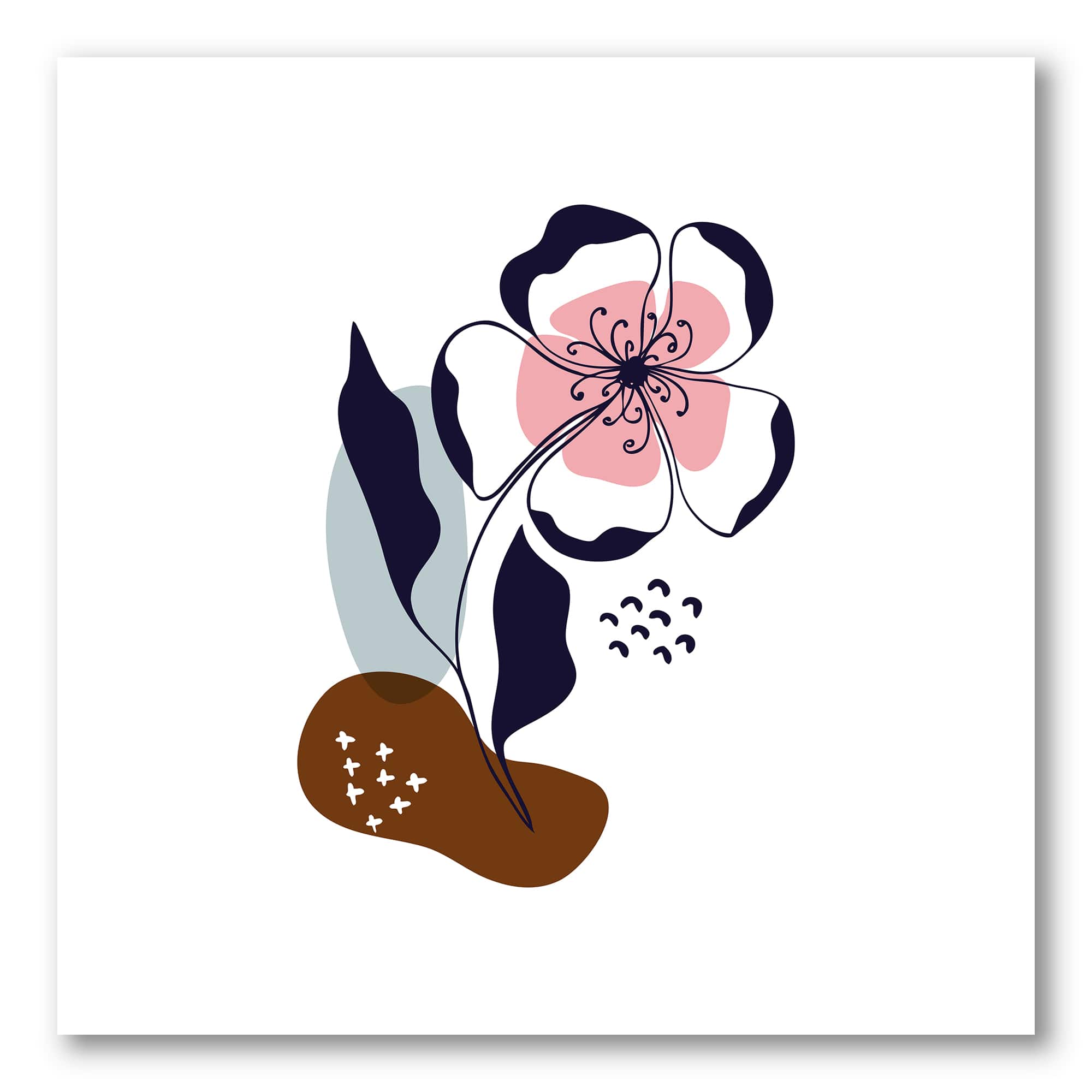 Designart - Abstract Flowers On Minimal Shapes IV
