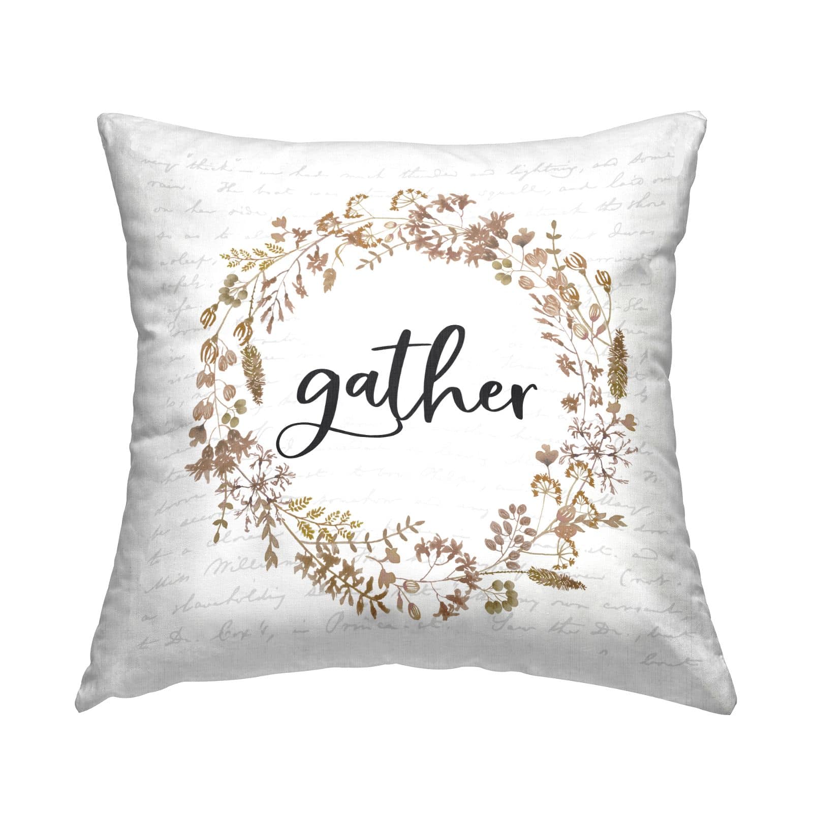 Stupell Industries Gather Rustic Leaf Wreath Throw Pillow