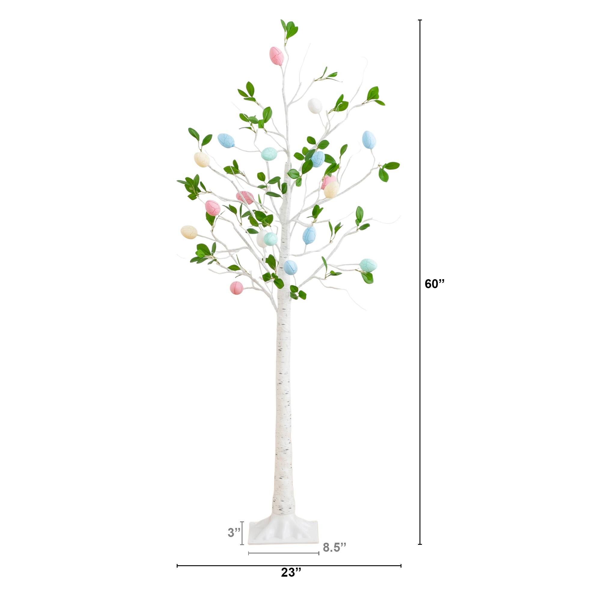 5ft. Pre-Lit Artificial Blooming Easter Egg Twig Tree with 72 Warm White LED Lights