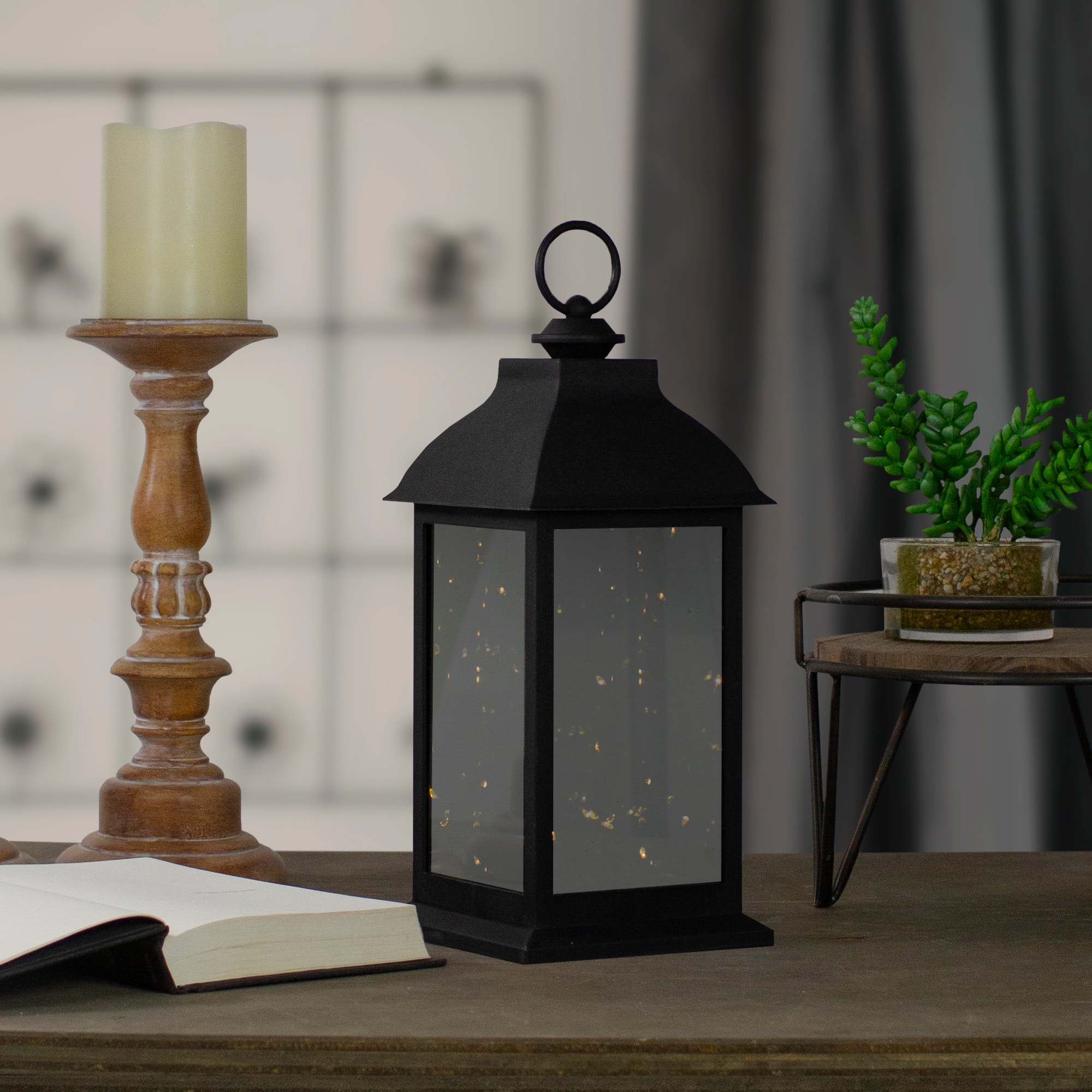 12.5" LED Lantern with Warm White Flickering Light