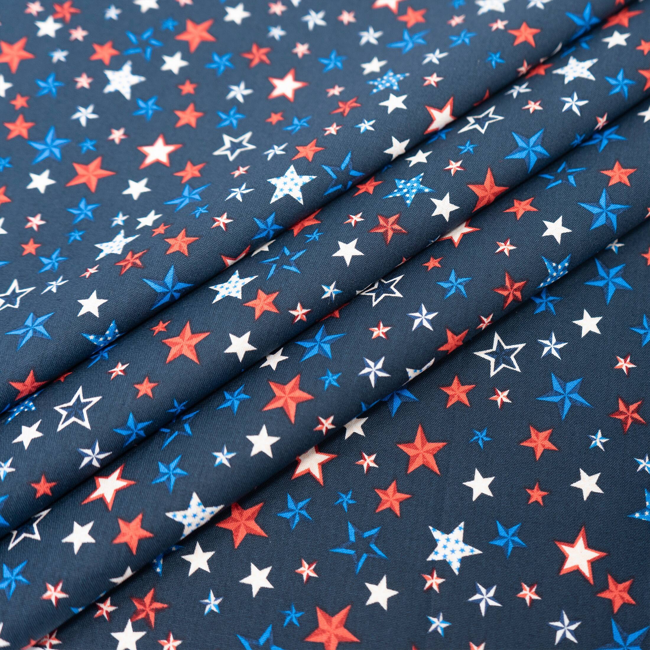 SINGER Patriotic Stars Print on Navy Cotton Fabric