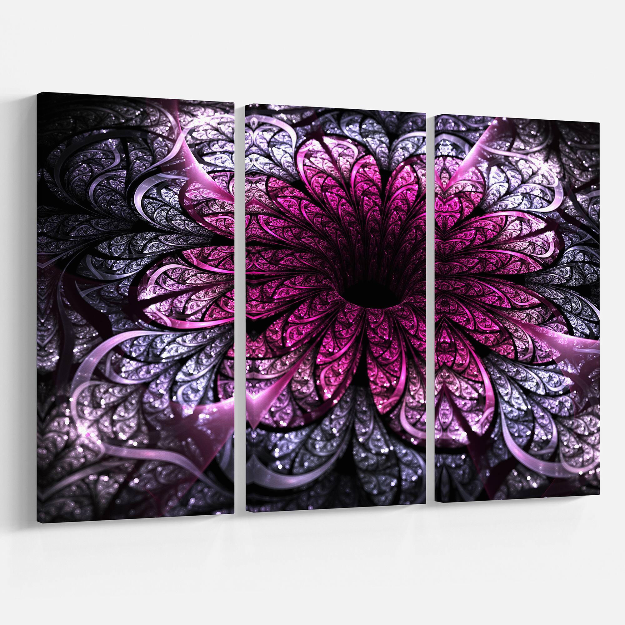 Designart - Dark Purple Fractal Flower Digital Art