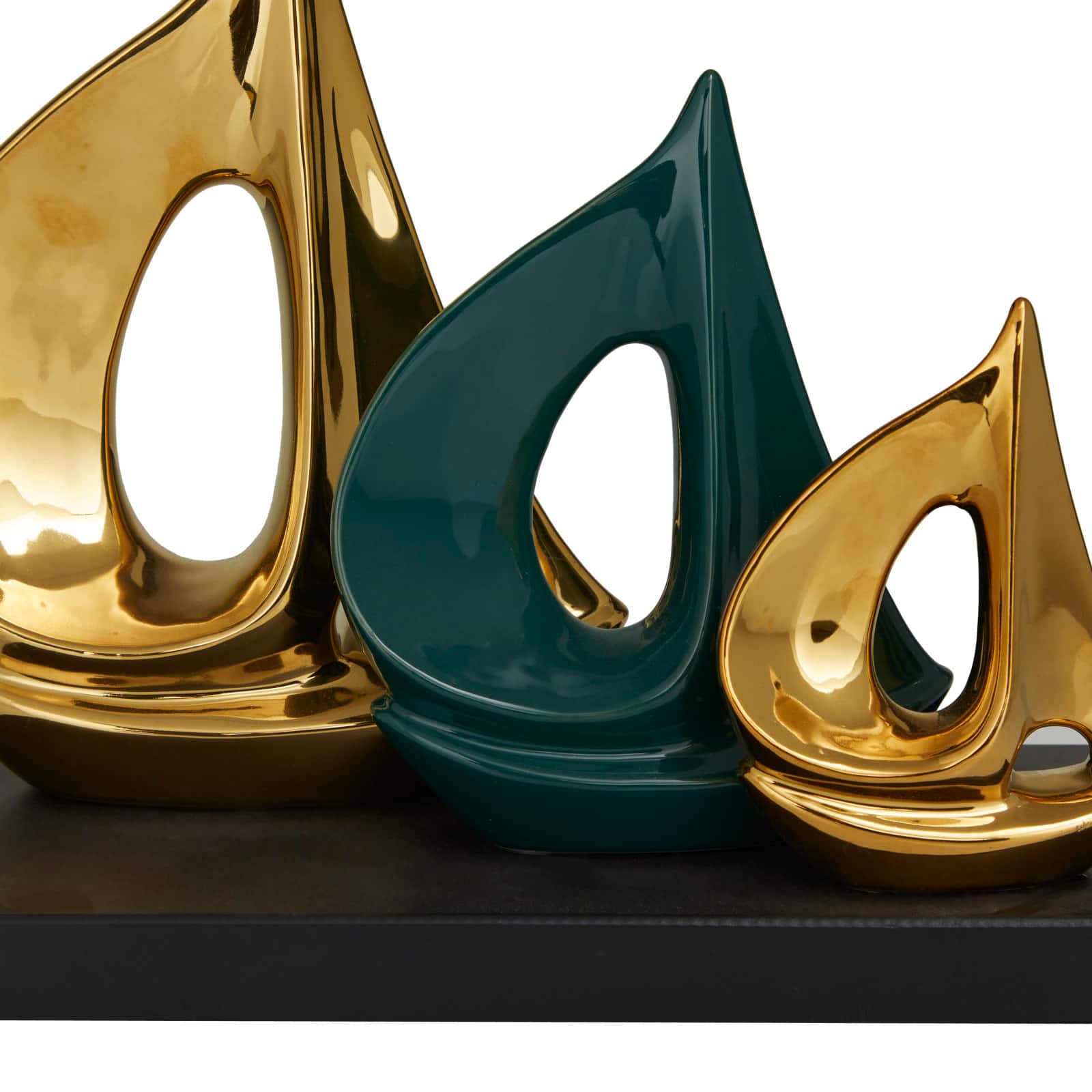 CosmoLiving by Cosmopolitan 12" Gold Porcelain Sail Boat Sculpture with Black Base