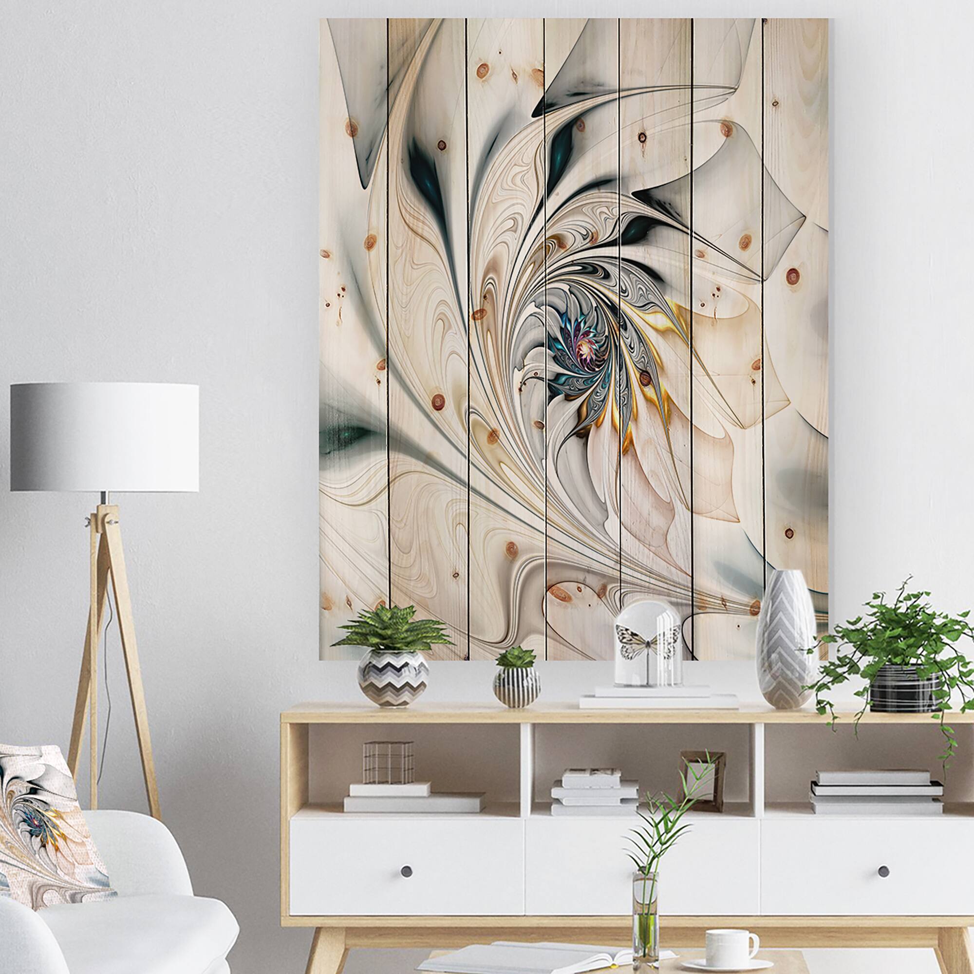 Designart - White Stained Glass Floral Art