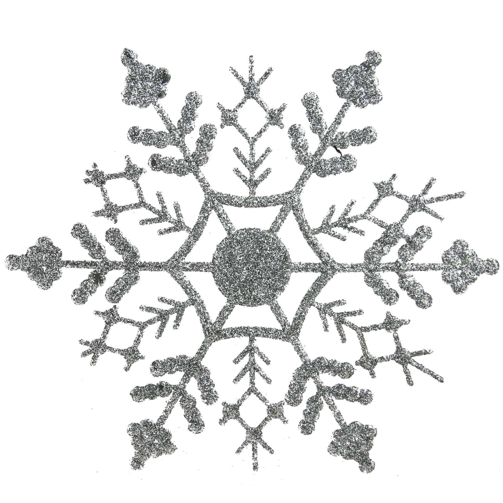 24ct. 4" Silver Splendor Glitter Snowflake Christmas Ornaments