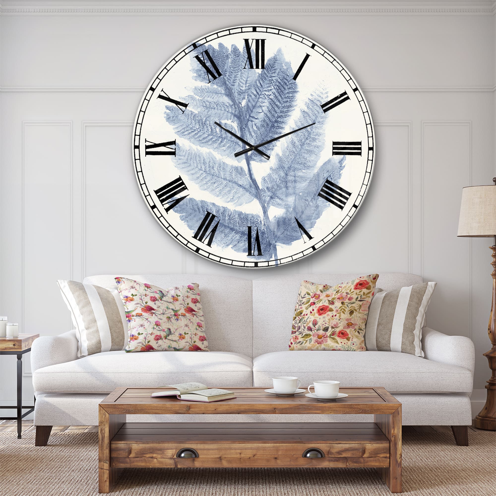 Designart Forest Ferns Blue Wall Clock