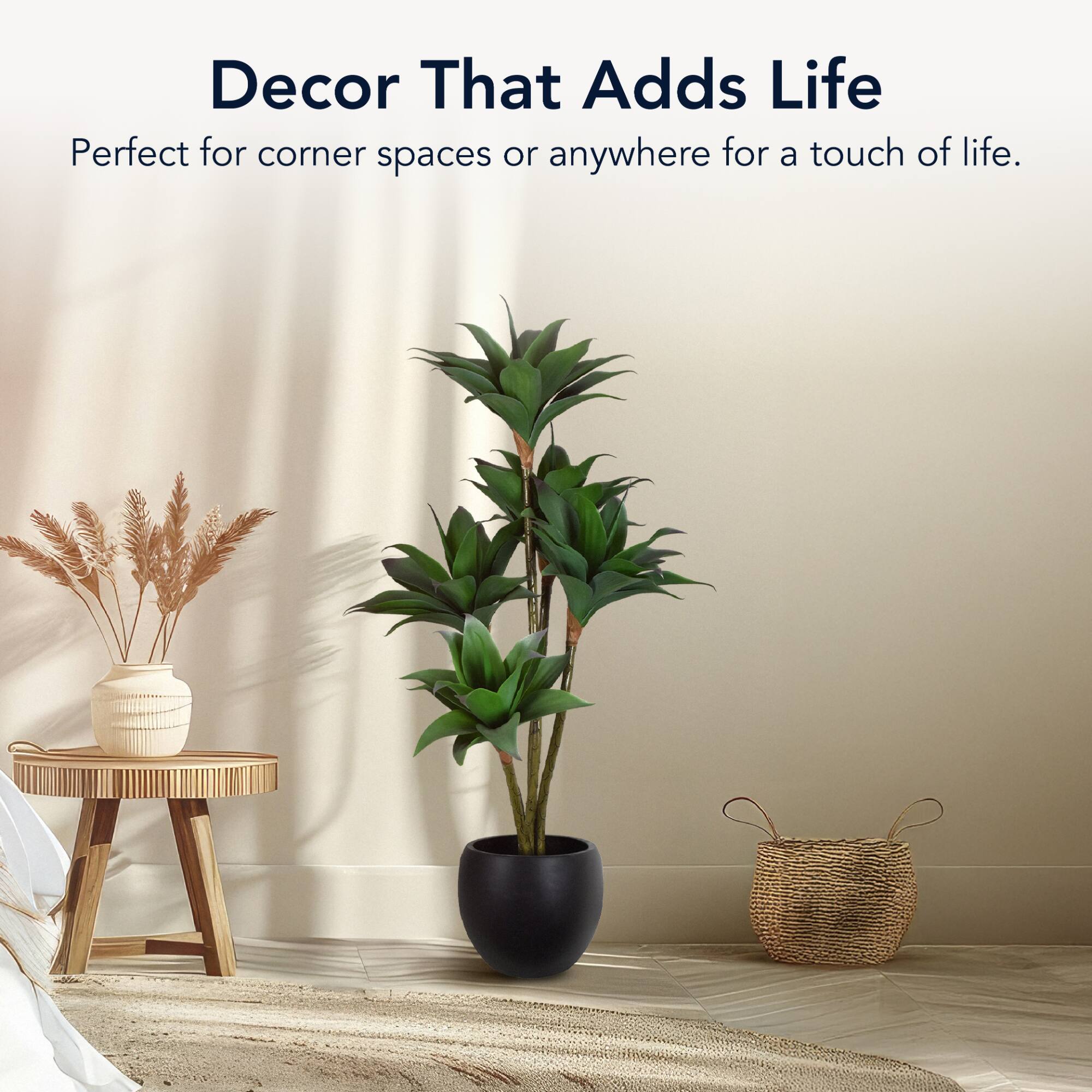 American Art Decor 4ft Artificial Crown Orchid Tree in Cement Pot Faux Plant