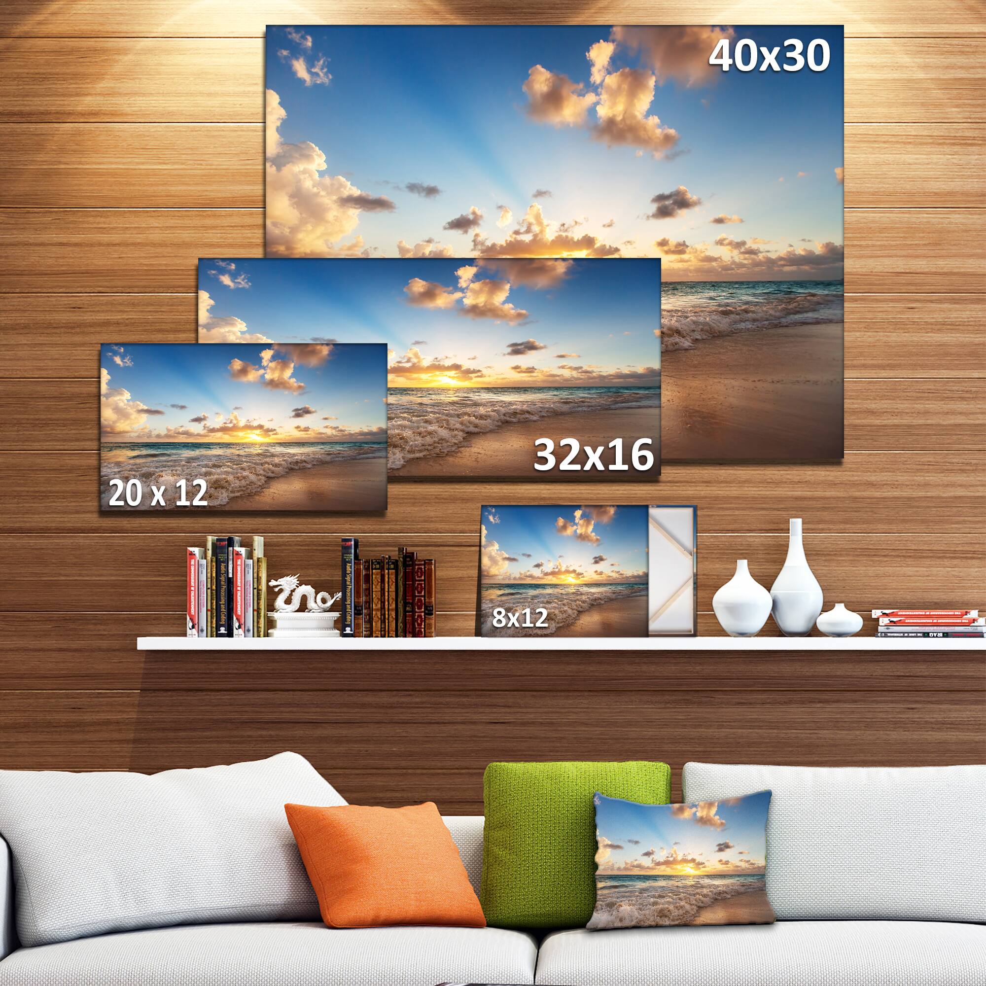 Designart - Sunrise on Beach of Caribbean Sea