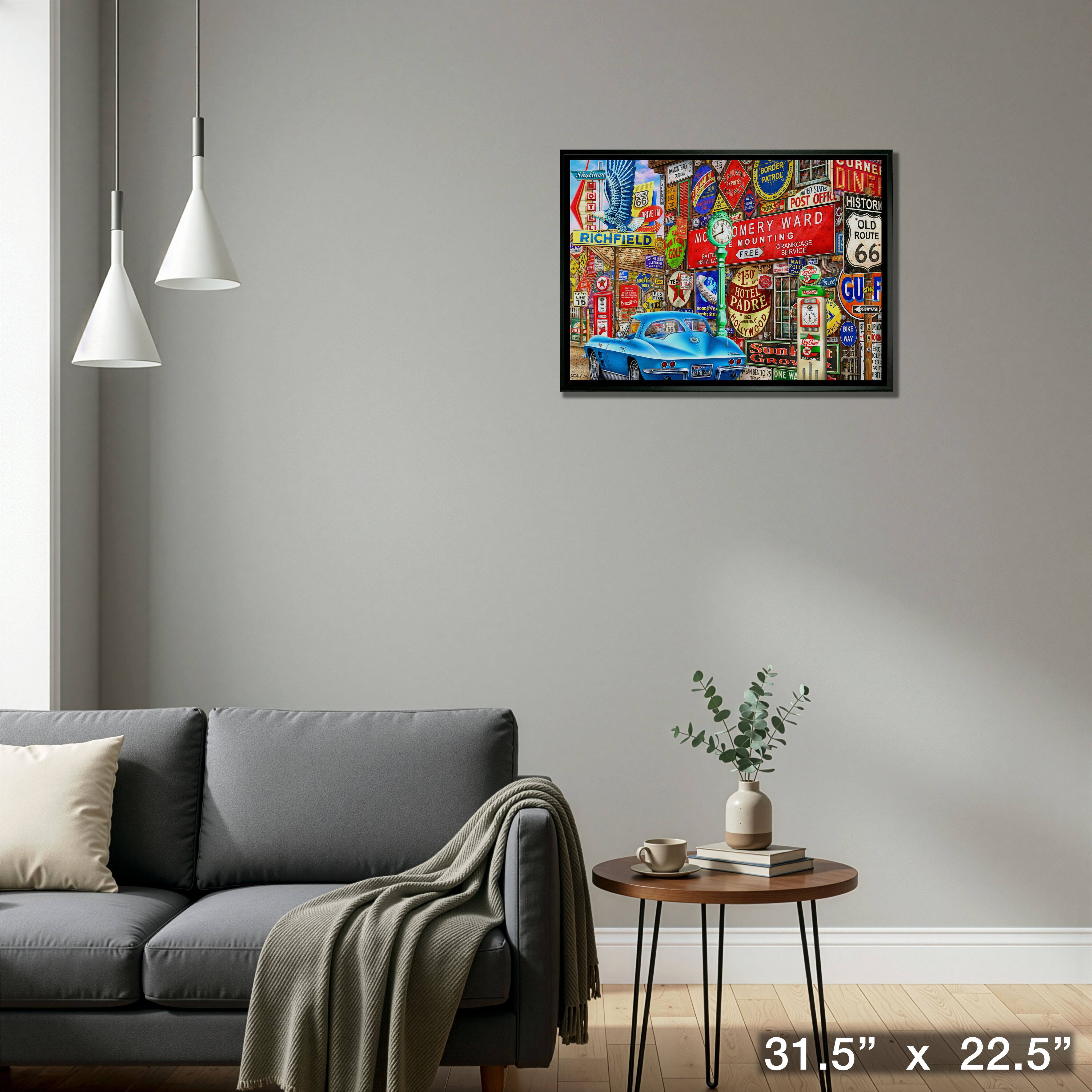 Along Route 66 20" x 29" Framed Canvas By Michel Fishel 31.5" x 22.5"