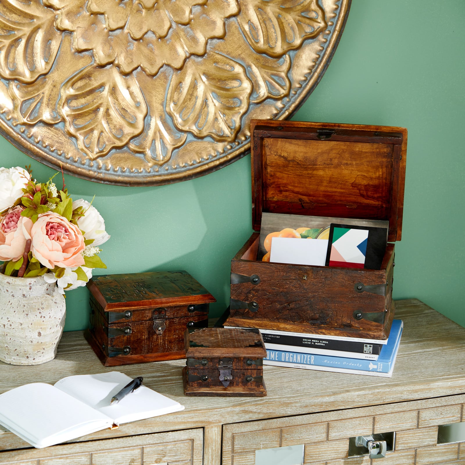 Brown Recycled Wood Rustic Box Set