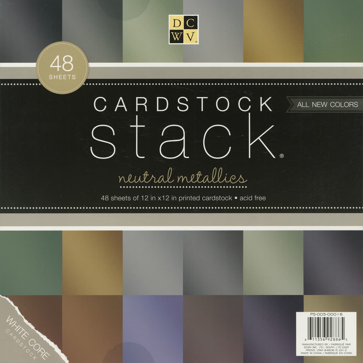 DCWV® 12" x 12" Metallic Single-Sided Cardstock Stack, 48 Sheets