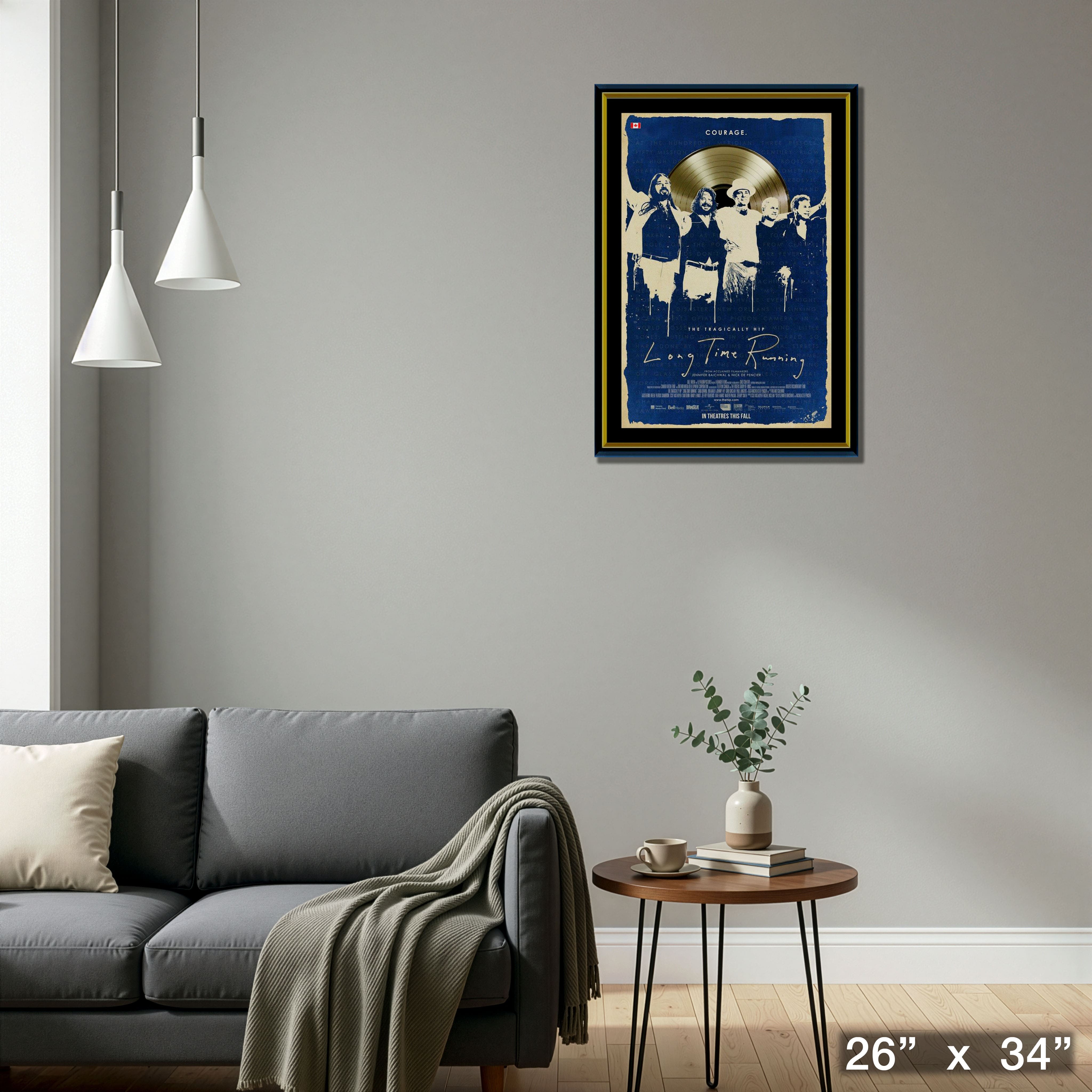 The Tragically Hip Framed Long Time Running Print with Gold LP 26" x 34"