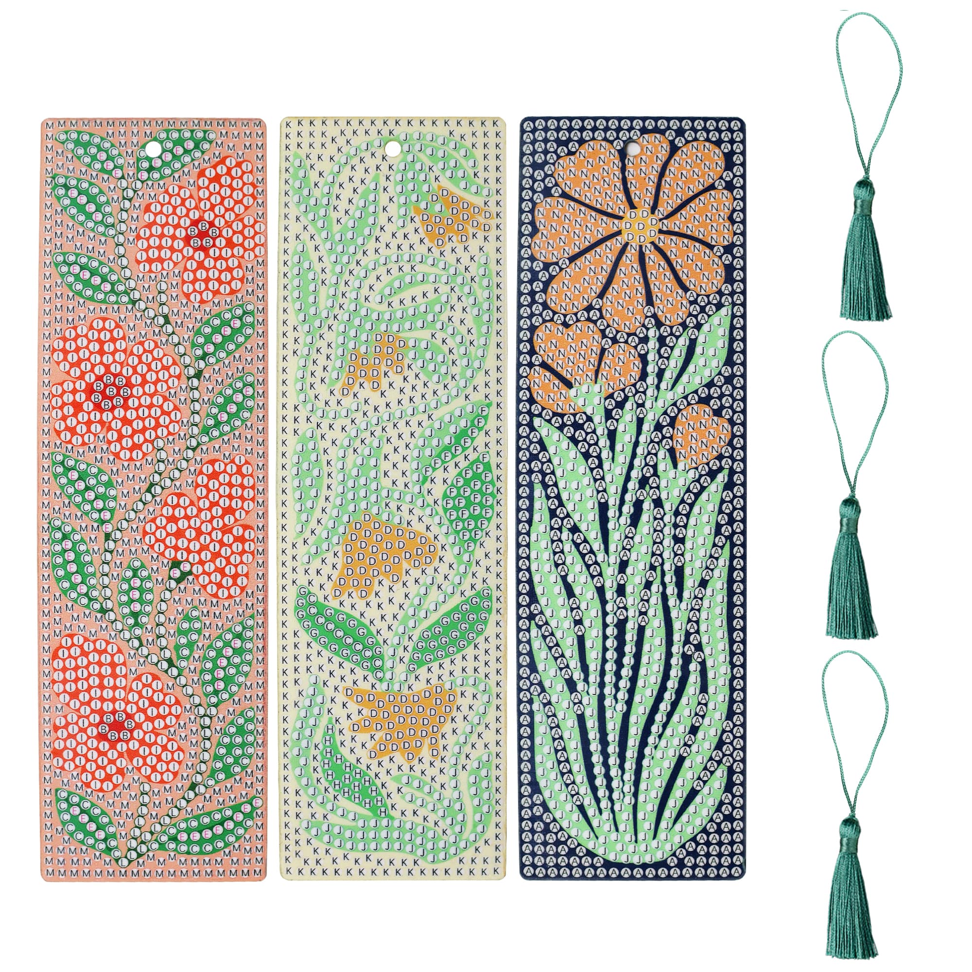 Artsy Flowers 3-Piece Diamond Art Bookmark Kit by Make Market®