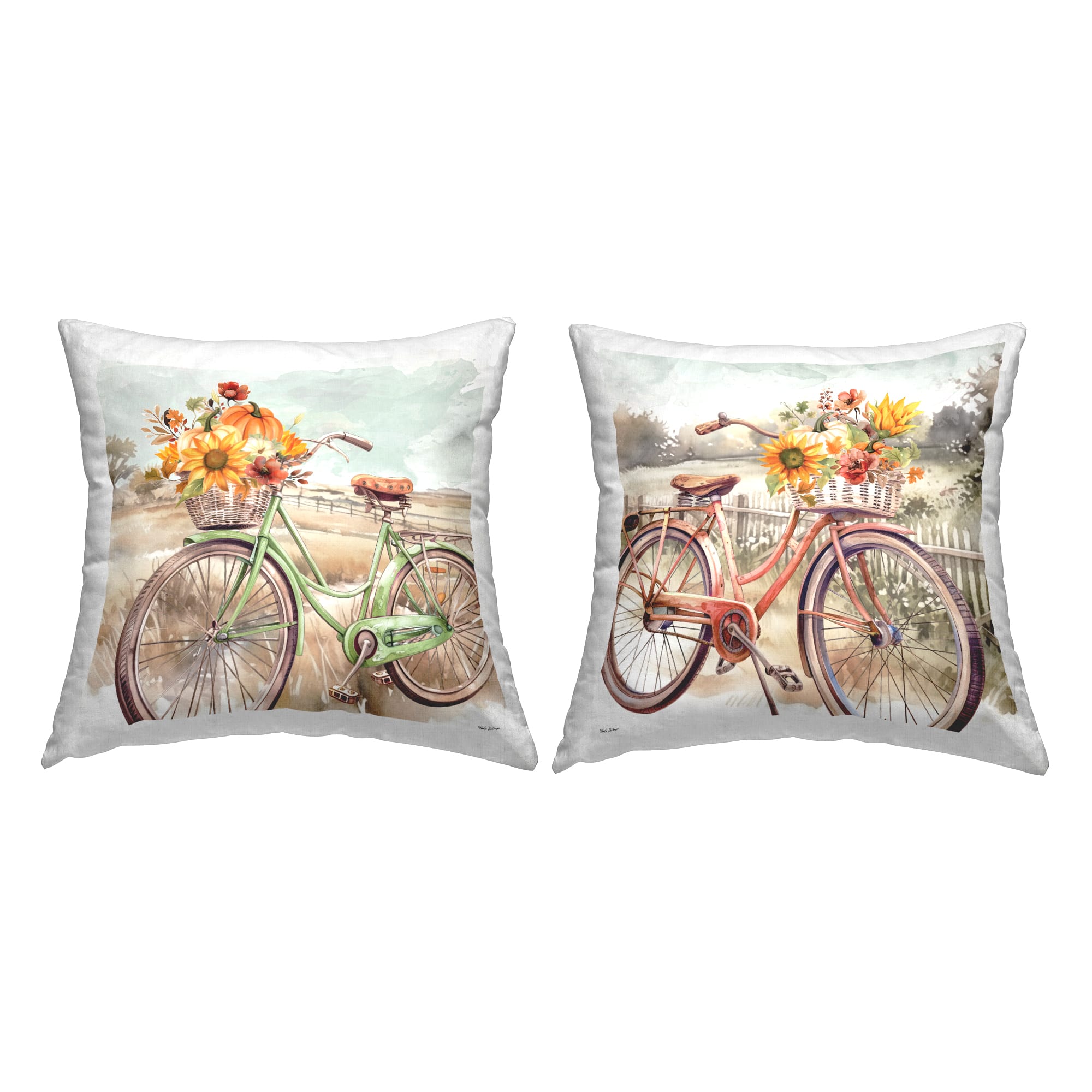Stupell Industries Rustic Autumnal Bicycles Decorative Printed Throw Pillow