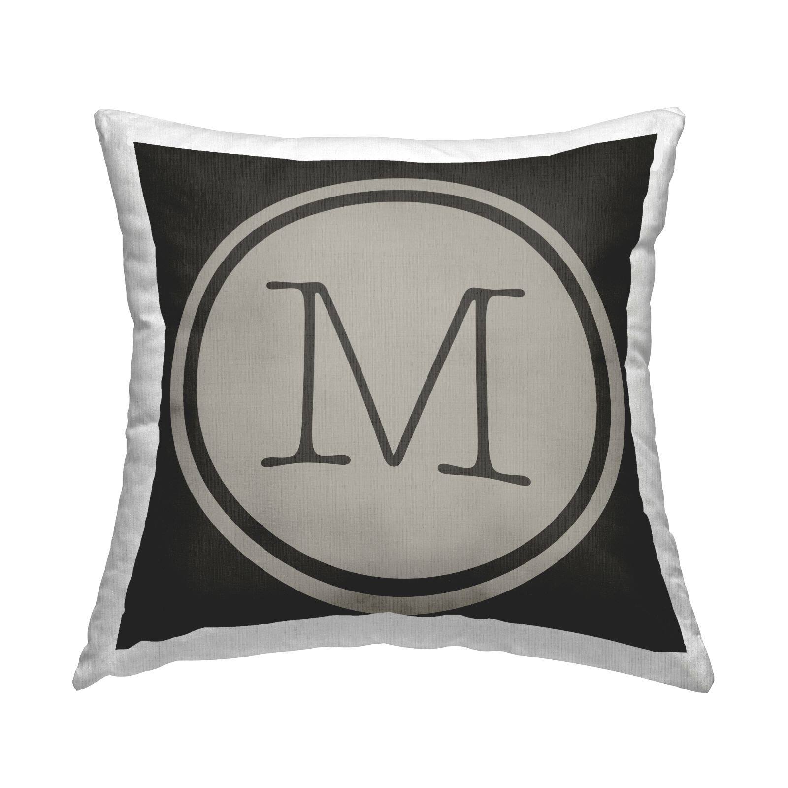 Stupell Industries Modern Initial Typewriter Key Circle Style Throw Pillow