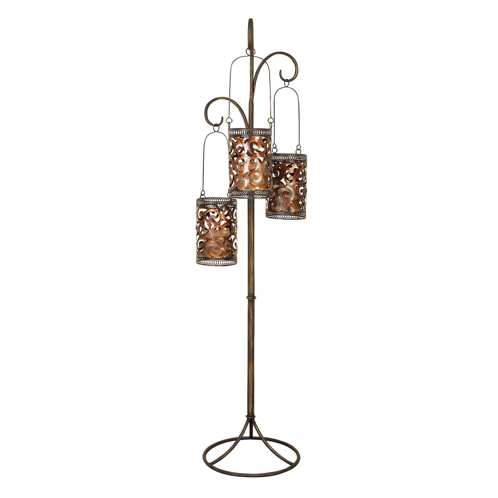 5.5ft. Brass Iron Eclectic Candle Holder Lantern