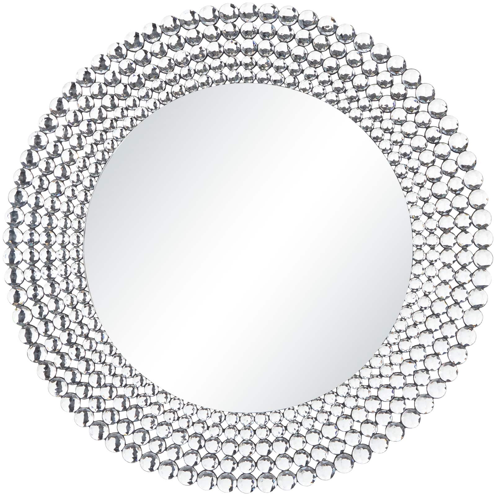 Silver Glass Starburst Wall Mirror with Crystal Embellishment 36" x 1" x 36"